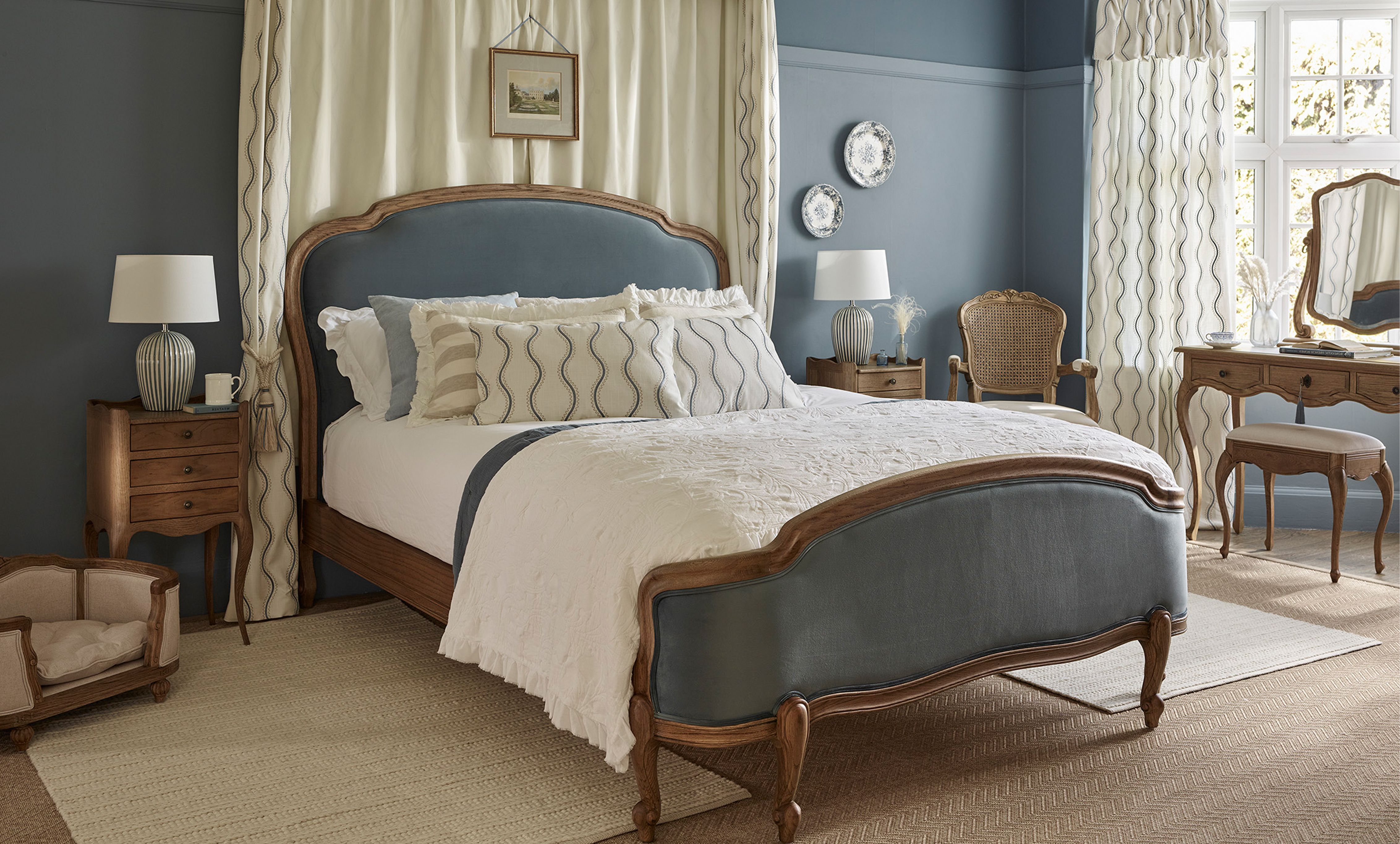 Love Story Blue Upholstered Bed