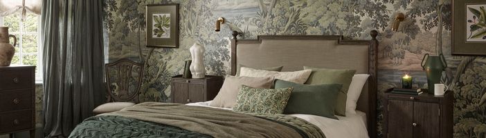Gustavian Dark Upholstered Bed