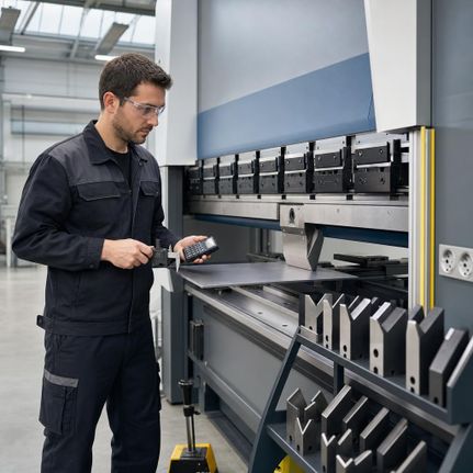 Kantbank capaciteit berekenen – technicus met schuifmaat en V-matrijs