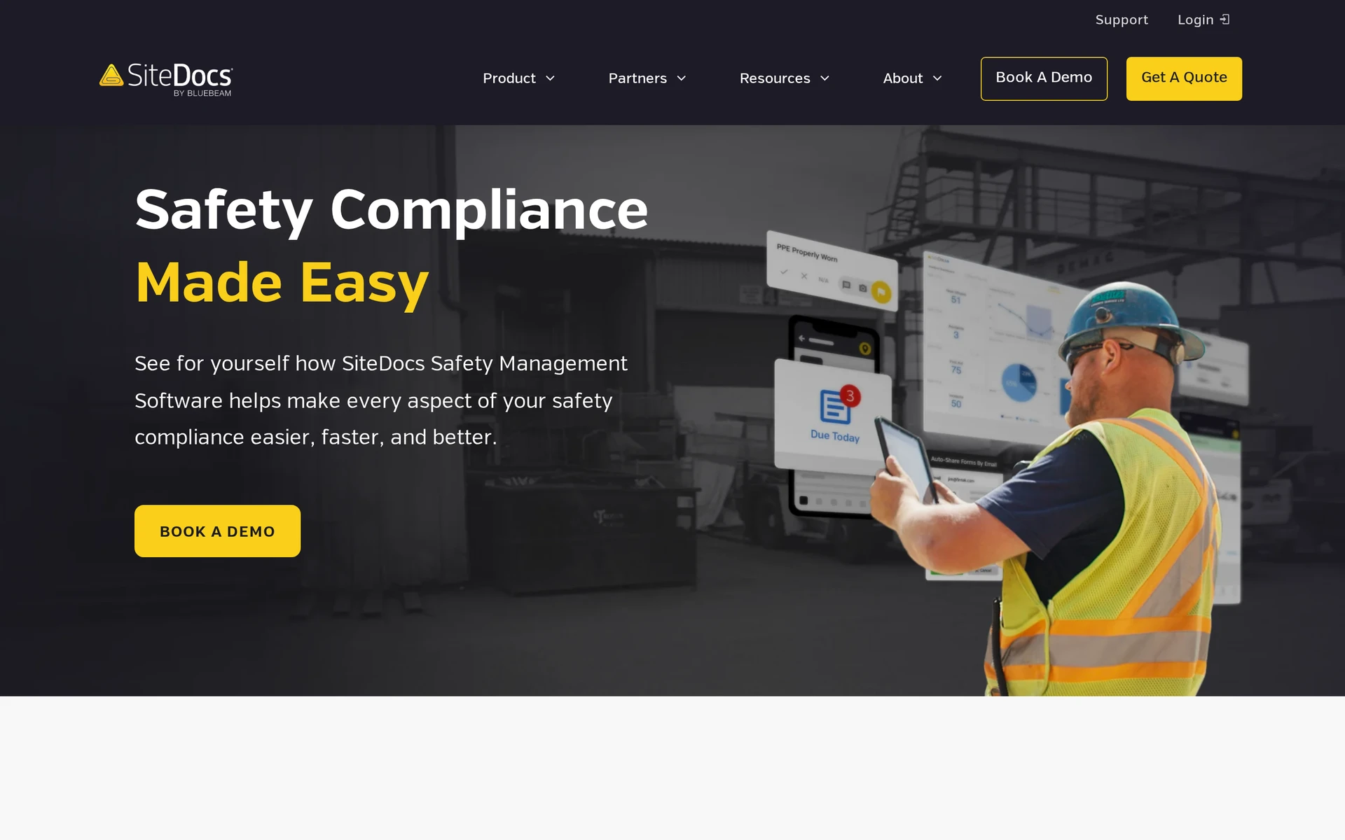 SiteDocs construction safety platform for jobsite forms, corrective actions, and worker qualifications