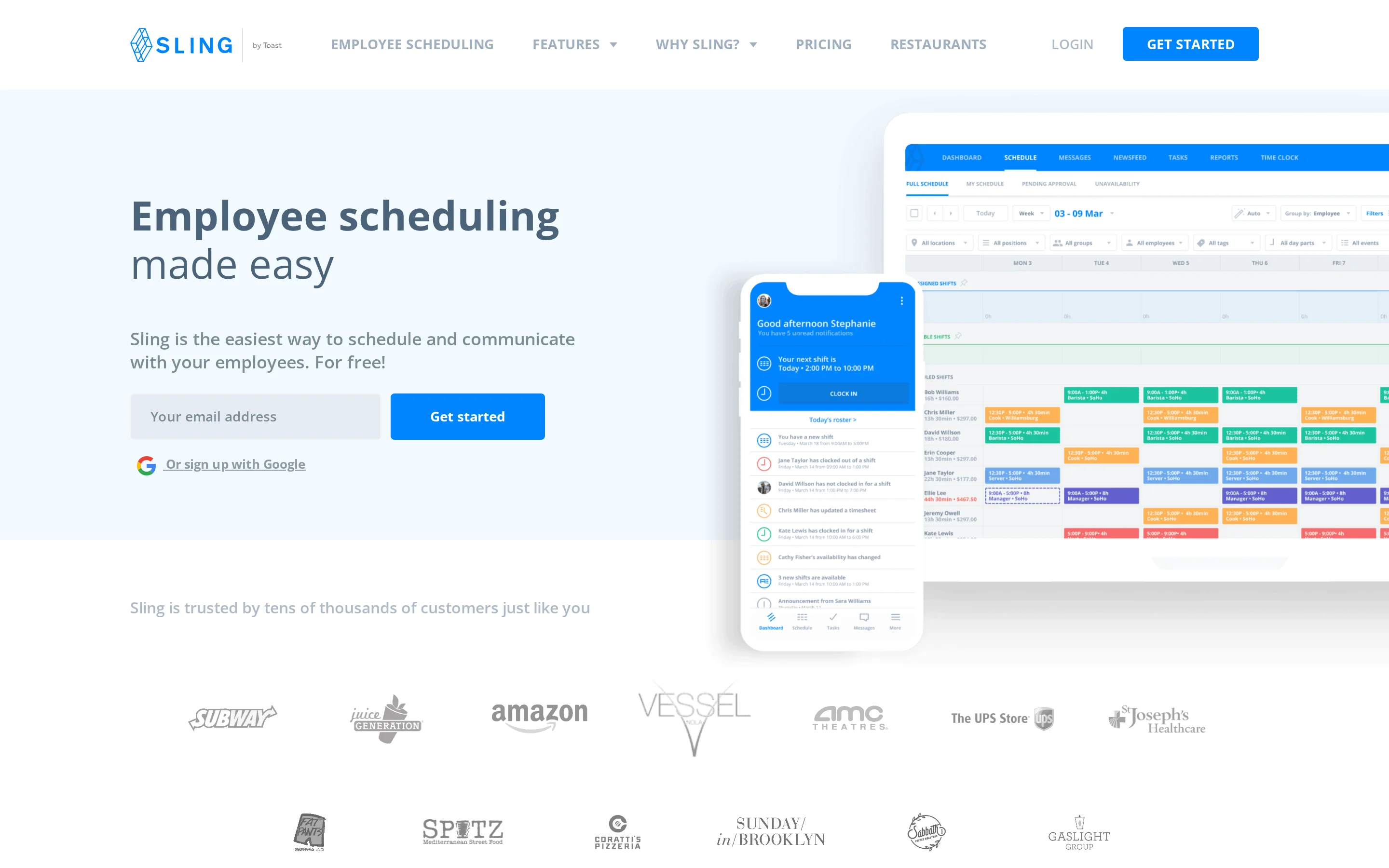 Sling mobile workforce scheduling, open shifts, task lists, and team messaging app