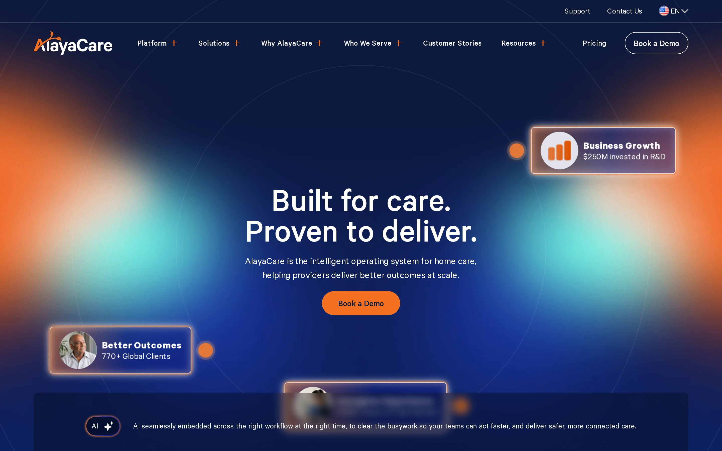 AlayaCare Cloud multi-branch scheduling, payer billing, analytics, and workflow automation