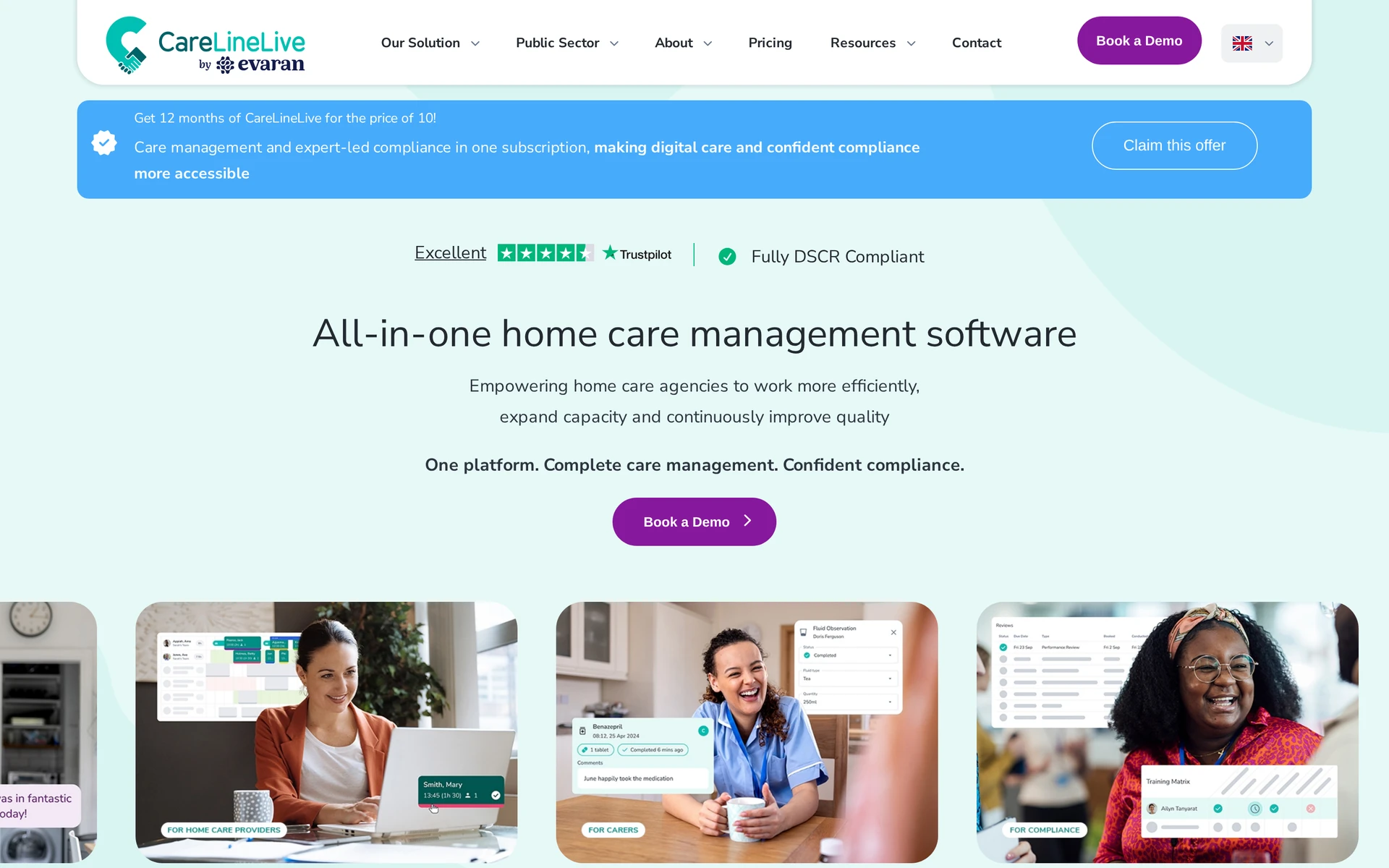 CareLineLive rostering, care records, call monitoring and finance tools for home-care teams