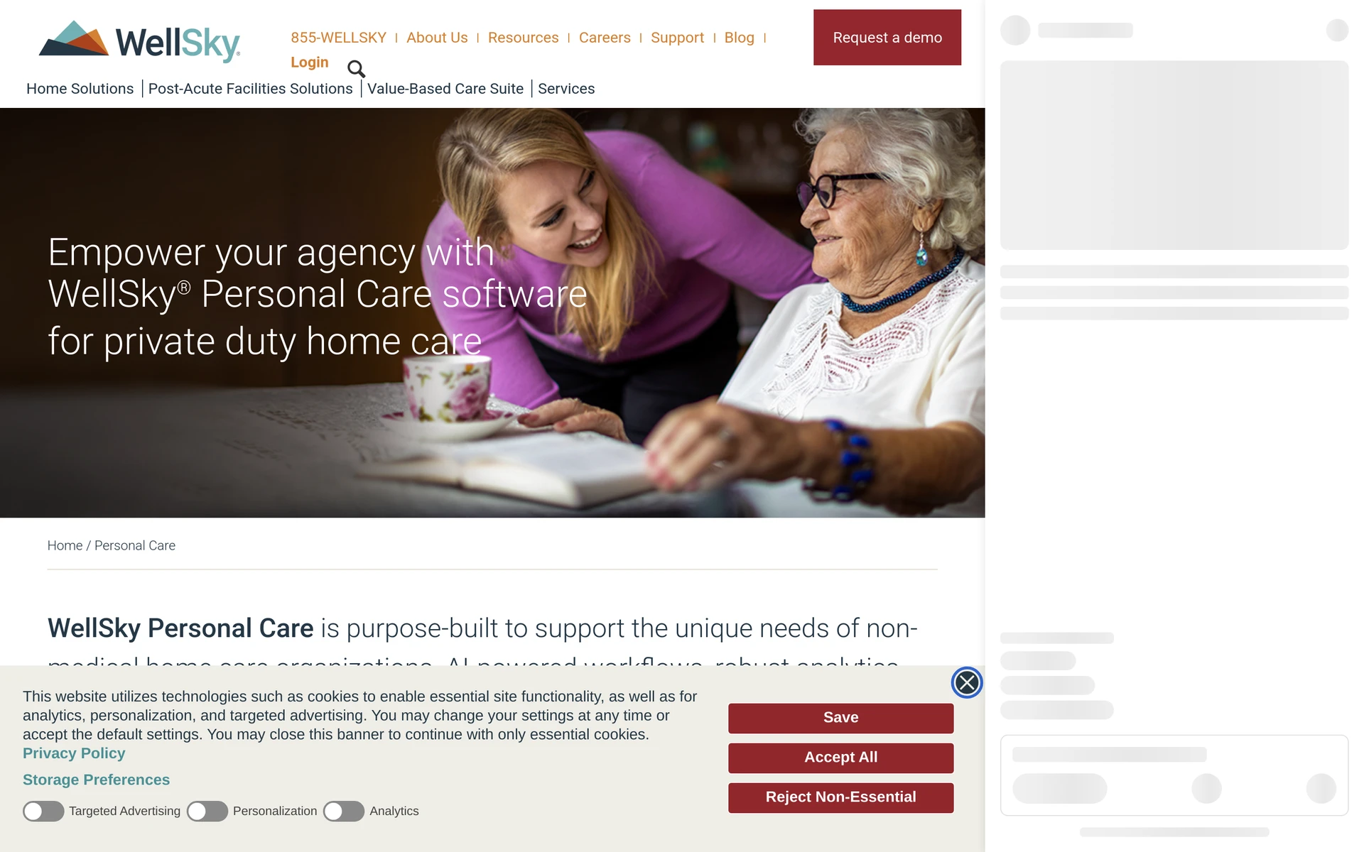 WellSky Personal Care platform for scheduling visits, recording care, and preparing billing