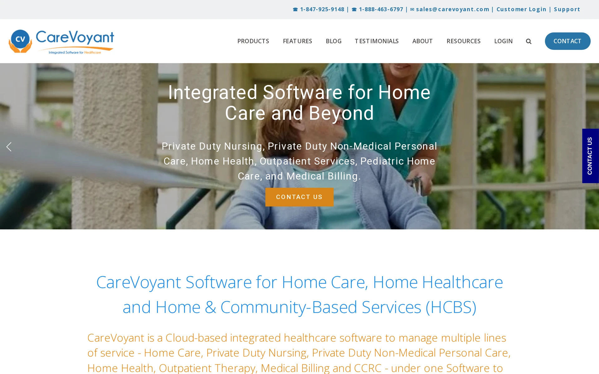 CareVoyant home-care EHR connecting intake, visits, clinical records, billing, and payroll