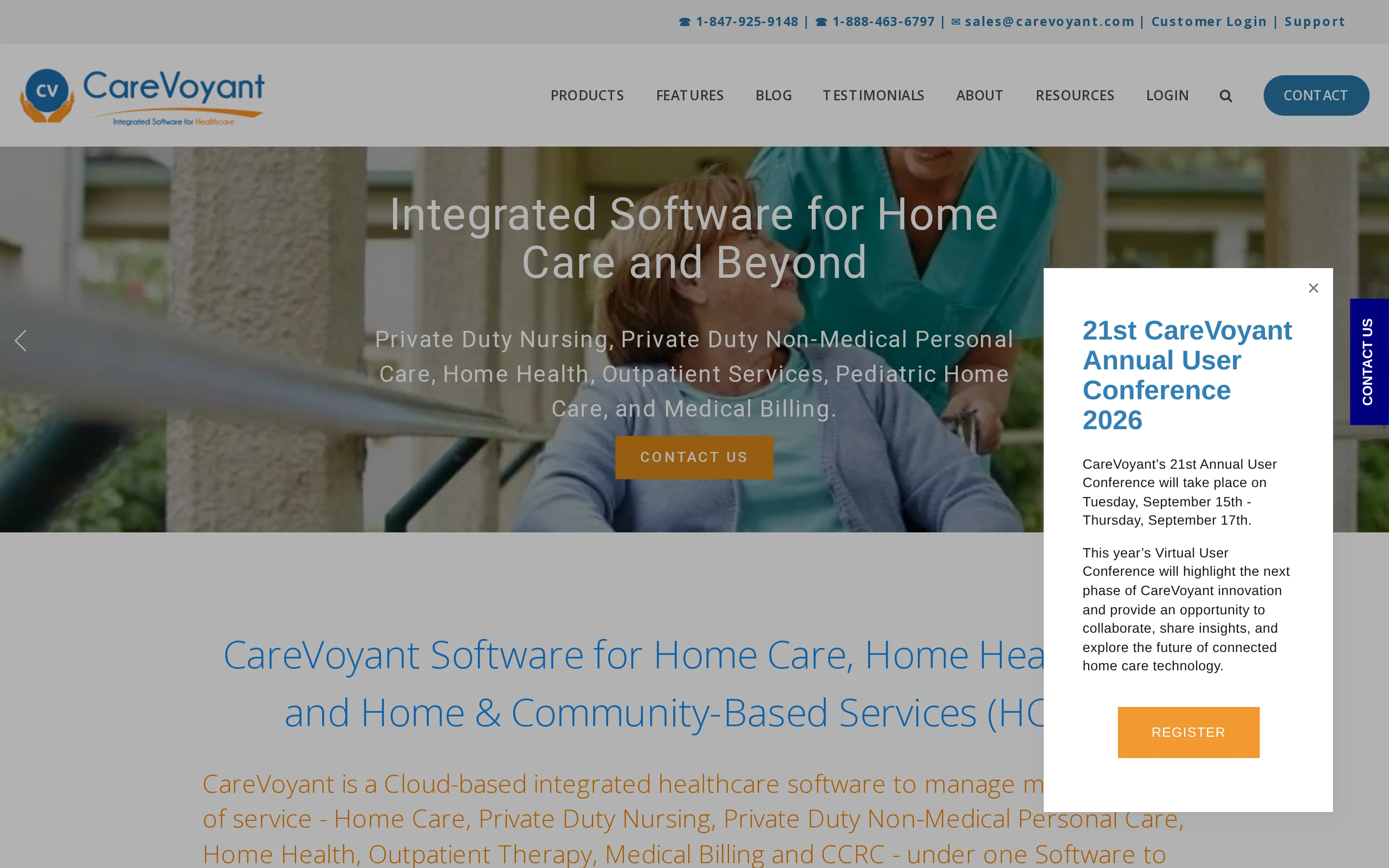 CareVoyant shared patient and employee records for skilled and non-skilled home care