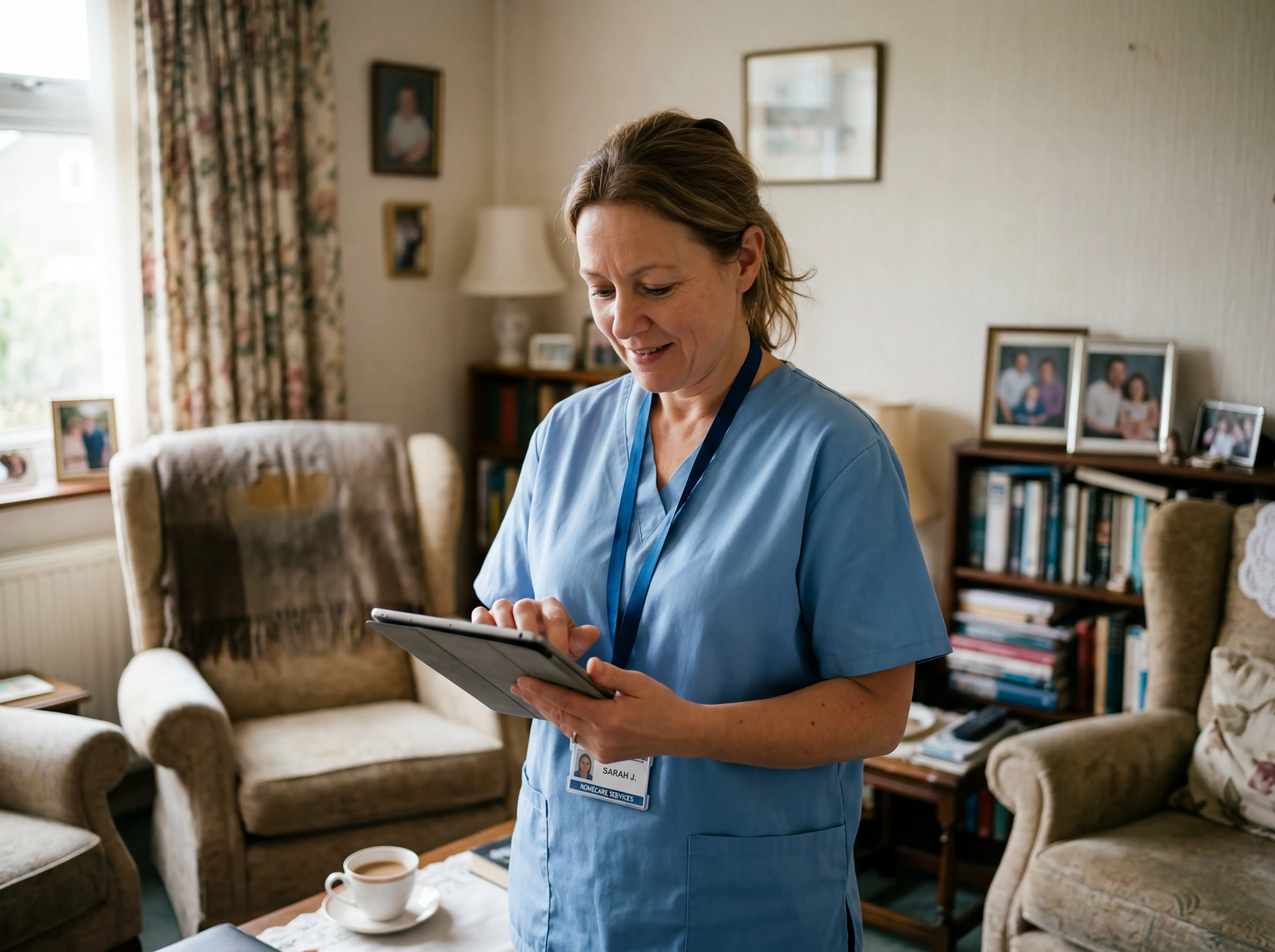 Home-care staff coordinating visits