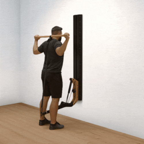Shoulder press behind the head with grip tape