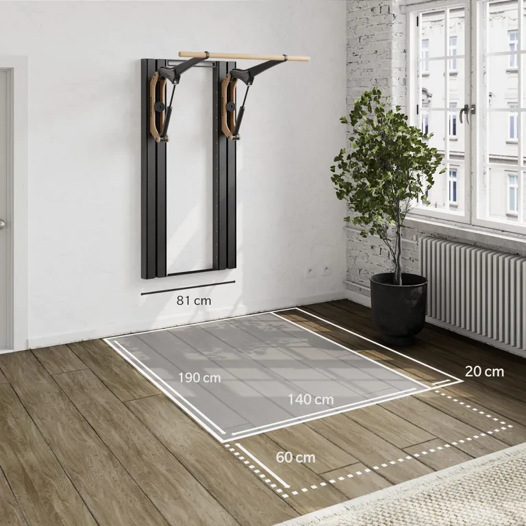 Living room with a wall-mounted EISENHORN DS, wooden floor, a potted plant, and sunlight streaming through a window.