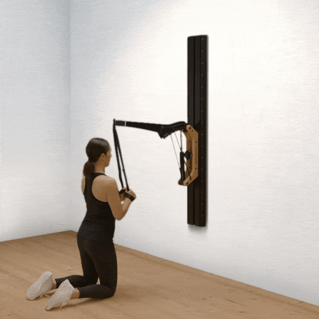 Kneeling tricep exercise with grip tape