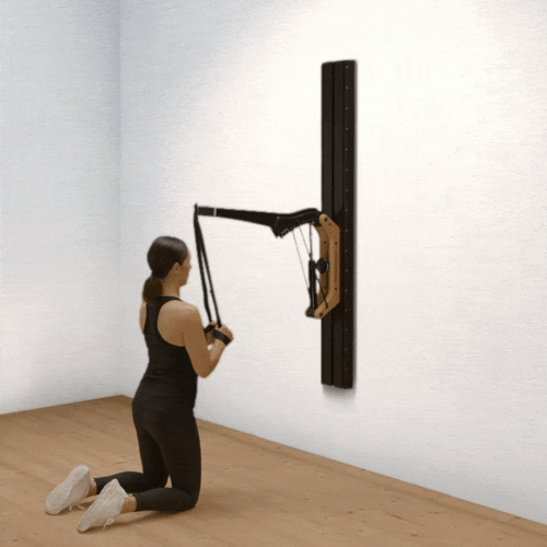 Kneeling tricep exercise with grip tape