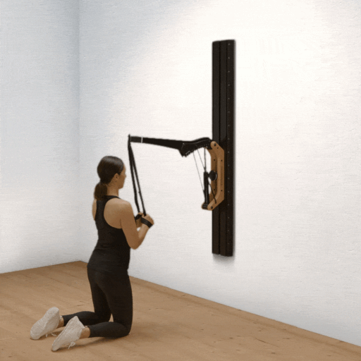 Kneeling tricep exercise with grip tape