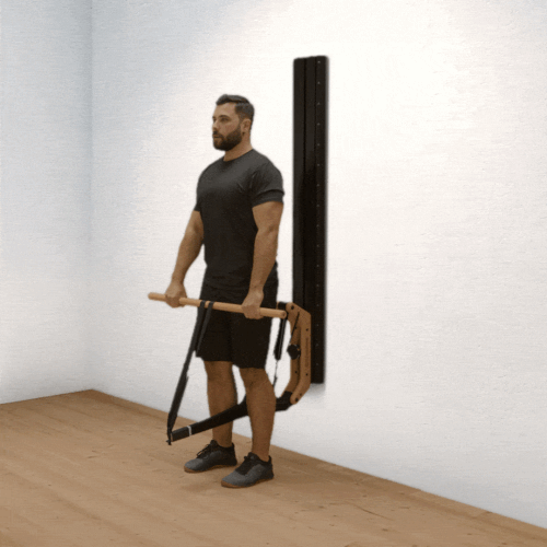 Upright rowing with a wide grip