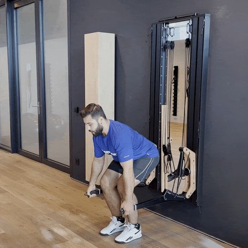 Bent forward rowing with grip on the horn alternating