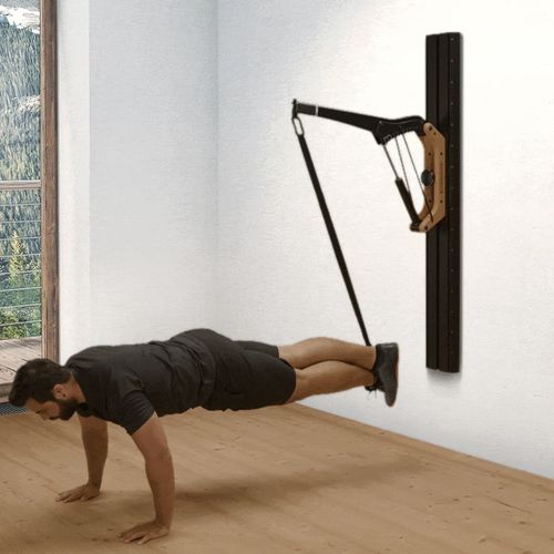 Push-ups with one leg in the grip band