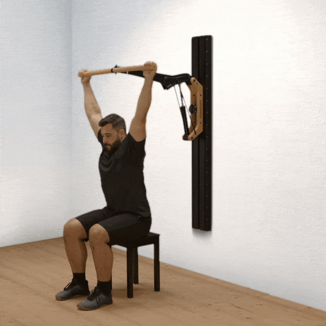 Lat pulldown sitting on the neck