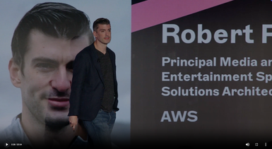 Robert with AWS presenting sponsor session on keynote stage at JoyConf LA.
