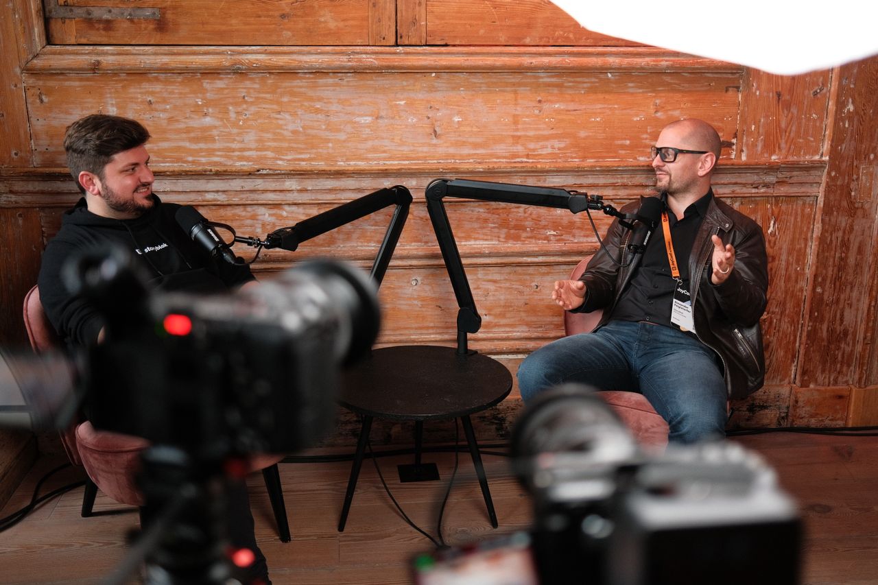 Storyblok founders at JoyConf Amsterdam venue.