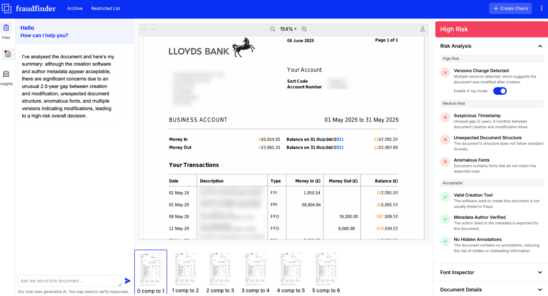 Lloyds Bank Bank Statement Fraud in Versions History - June 25