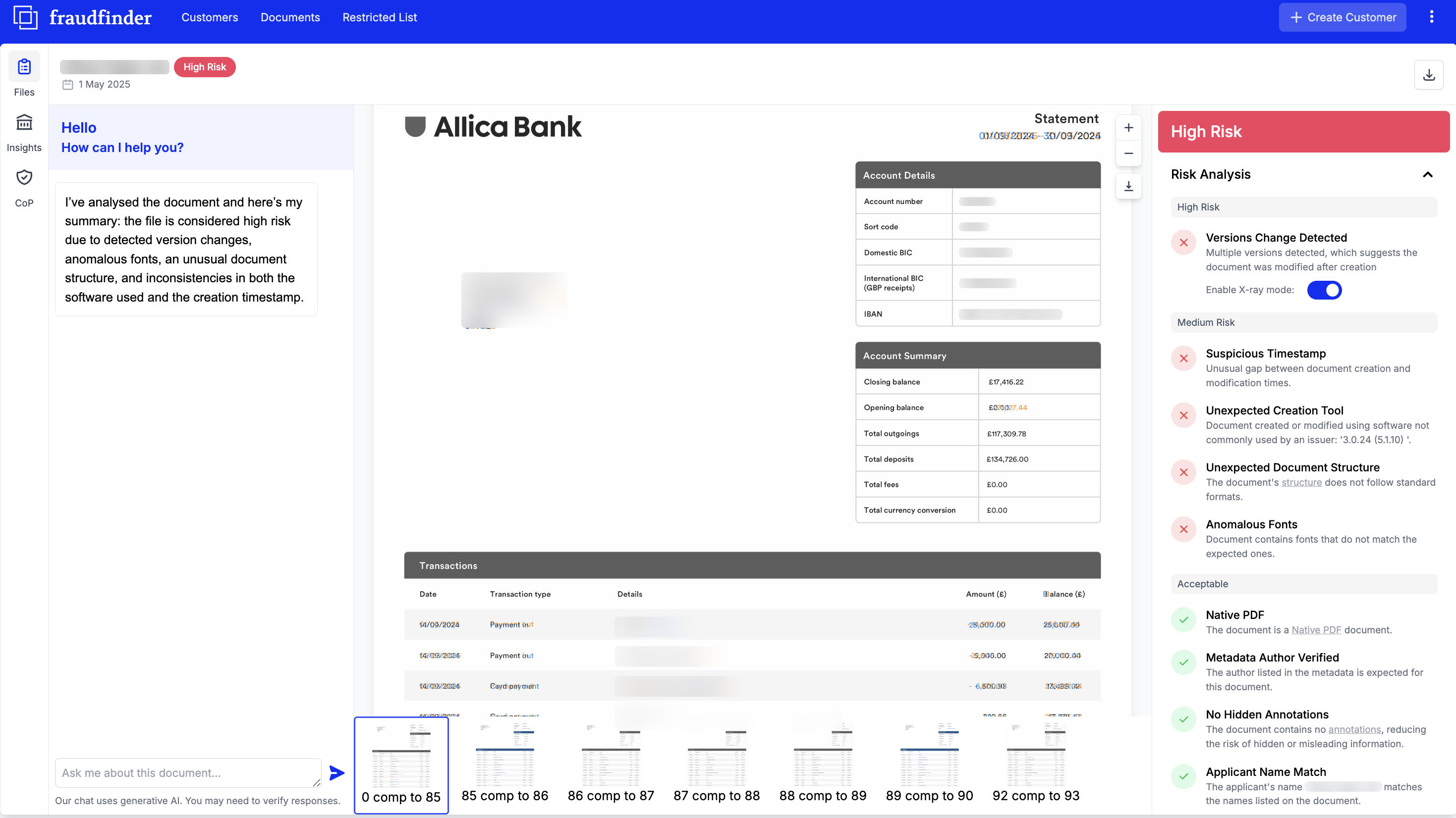 Fake Allica Bank Statement with 93 different previous versions