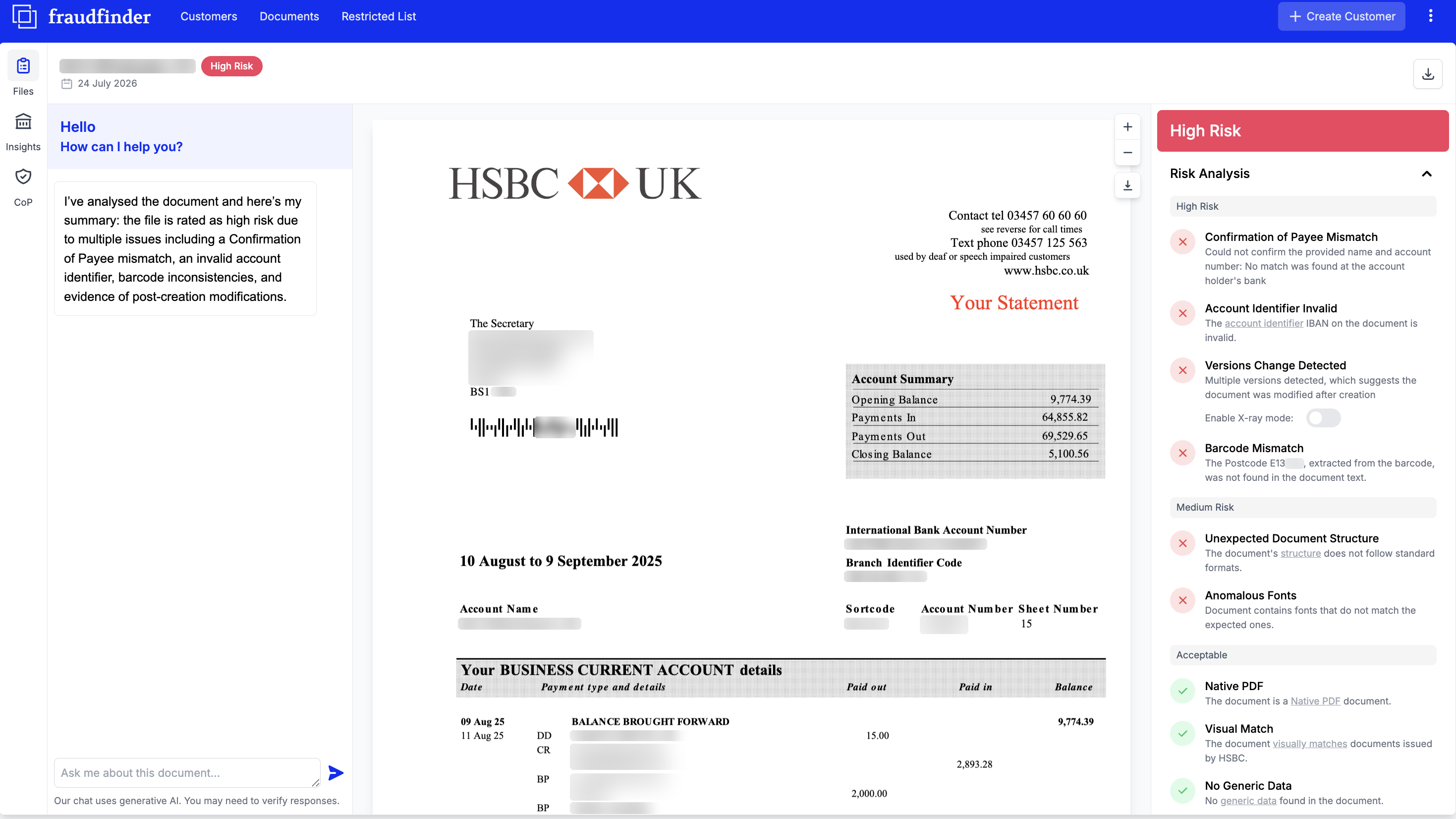Ultimate Finance Case Study 2 - Fake HSBC Statement