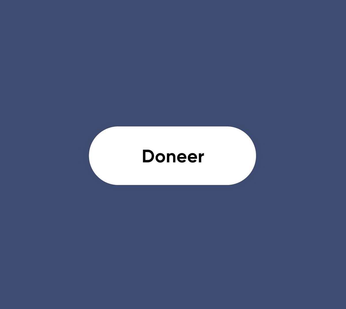 Witte ovale knop met het woord "Doneer" op een donkerblauwe achtergrond.