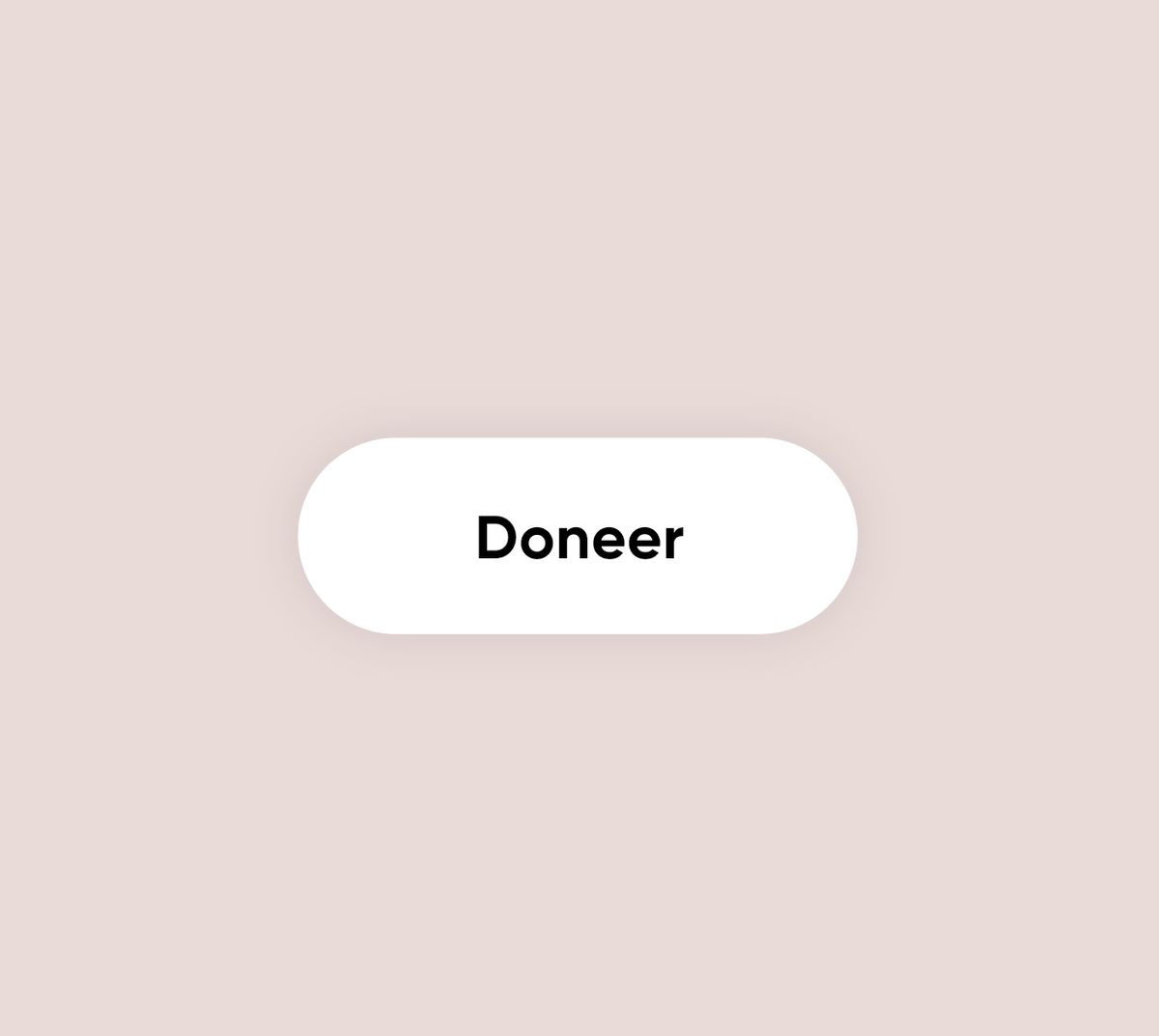 Wit ovale knop met het woord "Doneer" in zwarte letters op een lichtroze achtergrond.