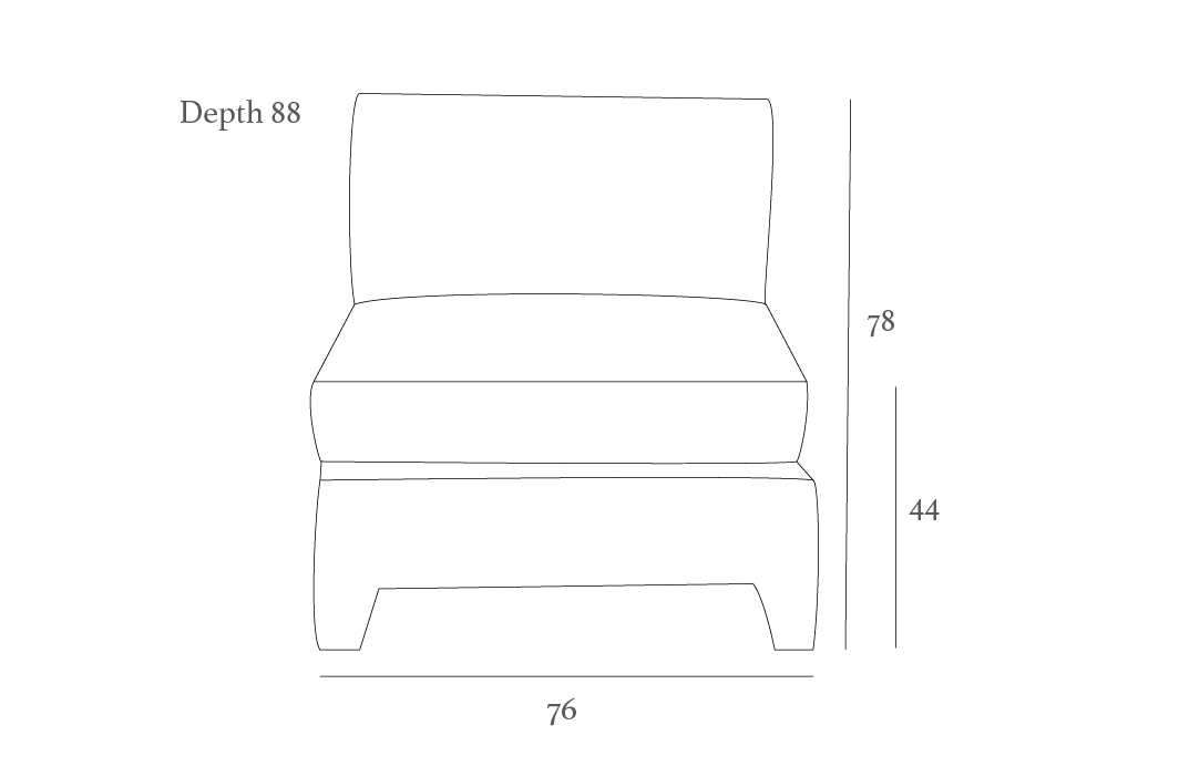 Line drawing of a chair with dimensions: depth 88 cm, height 78 cm, seat height 44 cm, and width 76 cm.