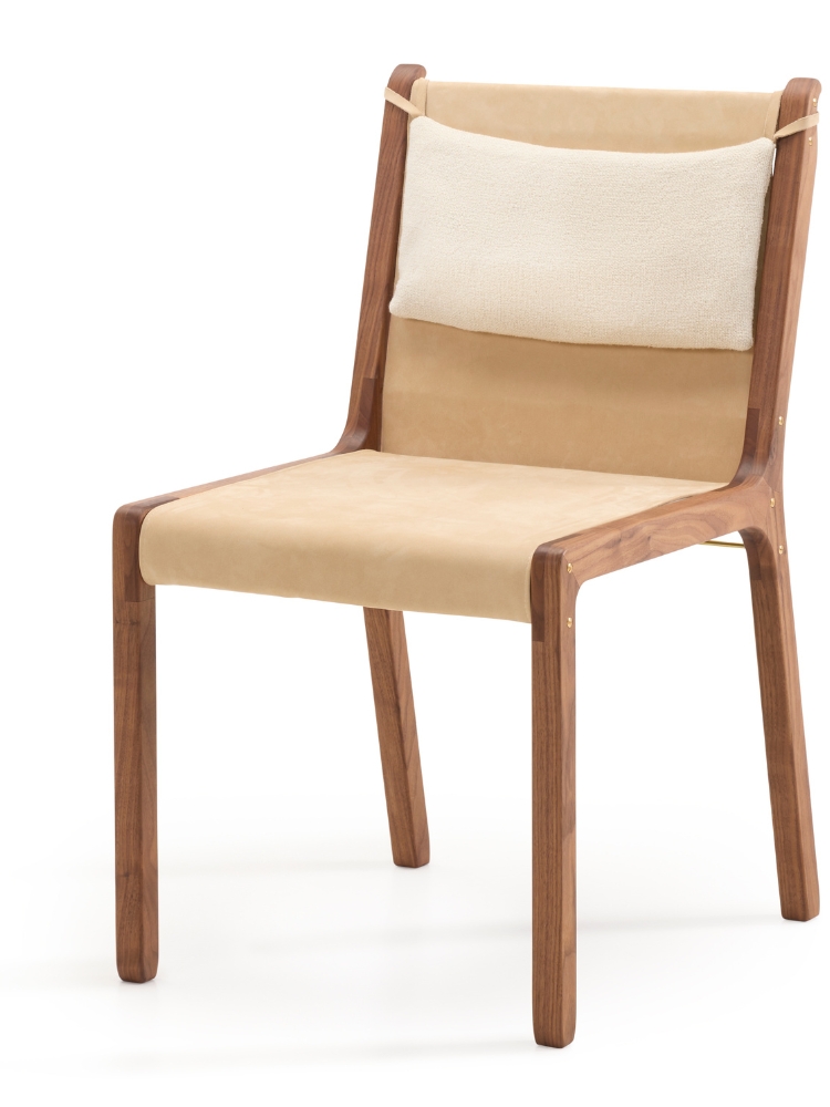Ida dining chair by Collett & Victor – modern wooden frame with natural leather seat and soft back cushion.