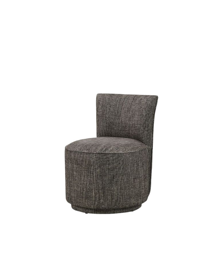 Jazz one-seater lounge chair in dark fabric upholstery – modern compact design by Collett-Victor.