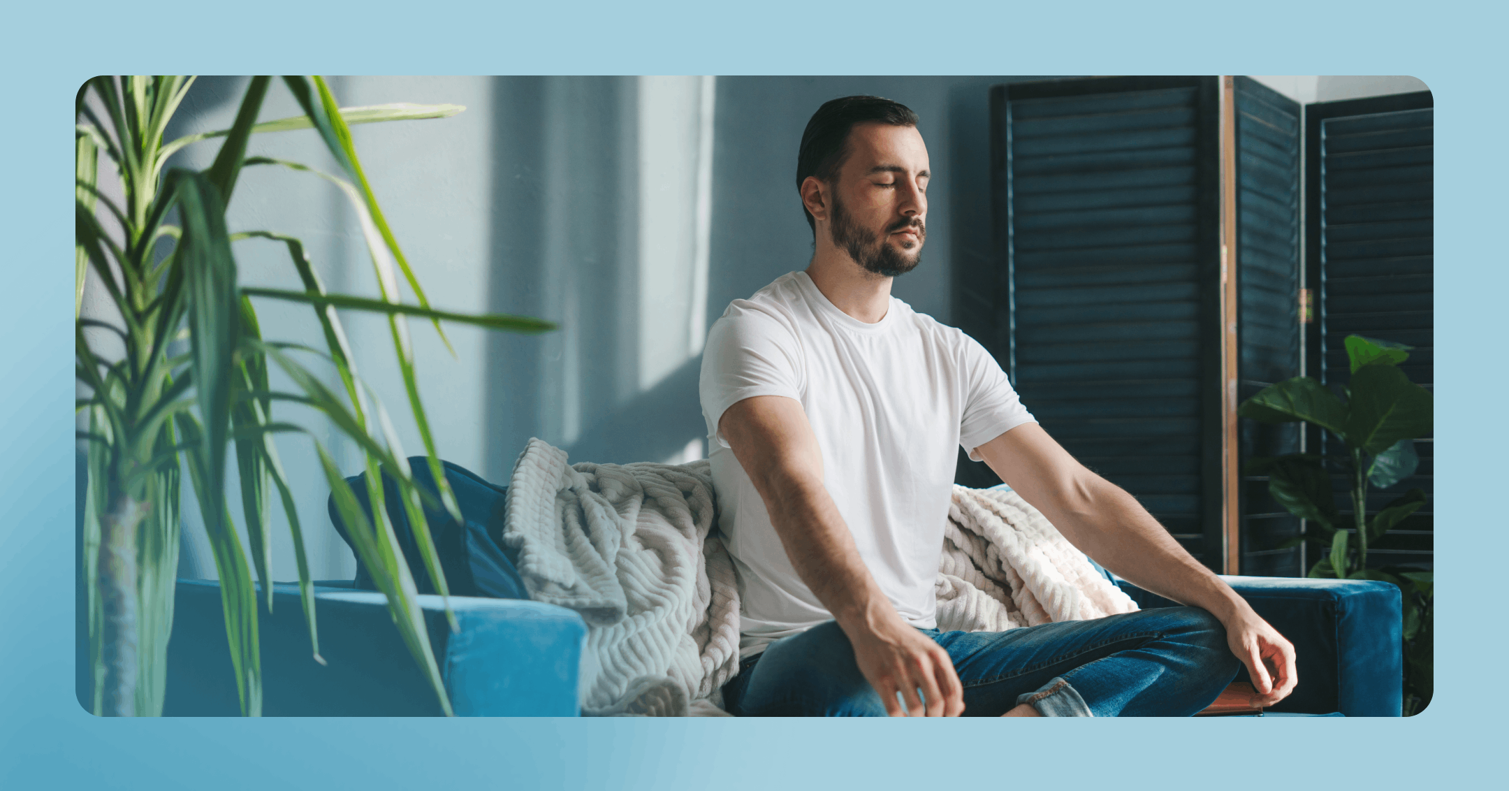 man engaging in mindfulness meditation for SUD