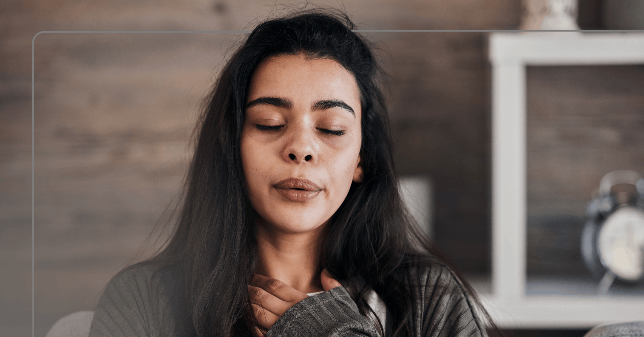 woman with hyperthyroidism and a mental health condition doing deep breathing