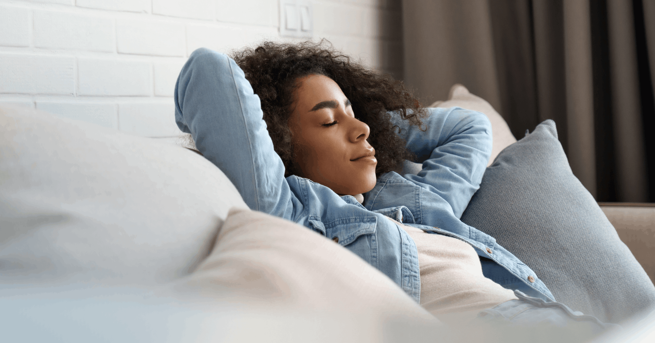 woman focusing her awareness on her breathing