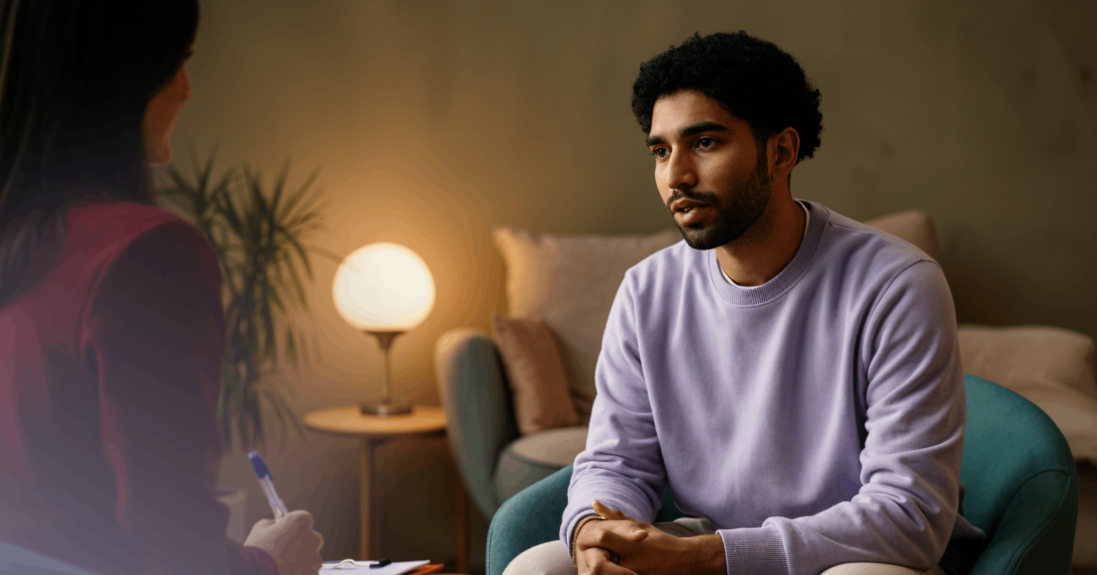 man talking with a therapist about what he wants from life