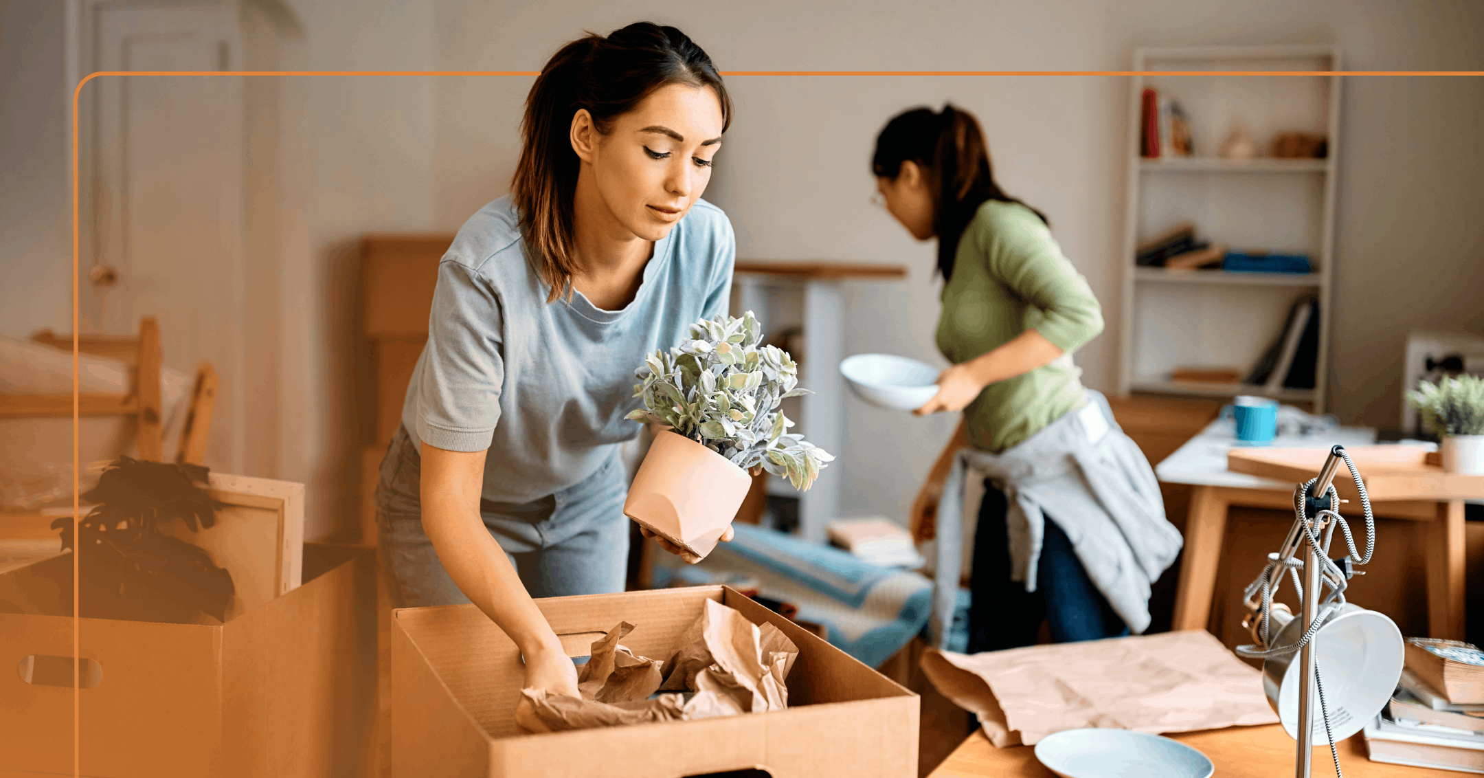 woman moving slowly while packing