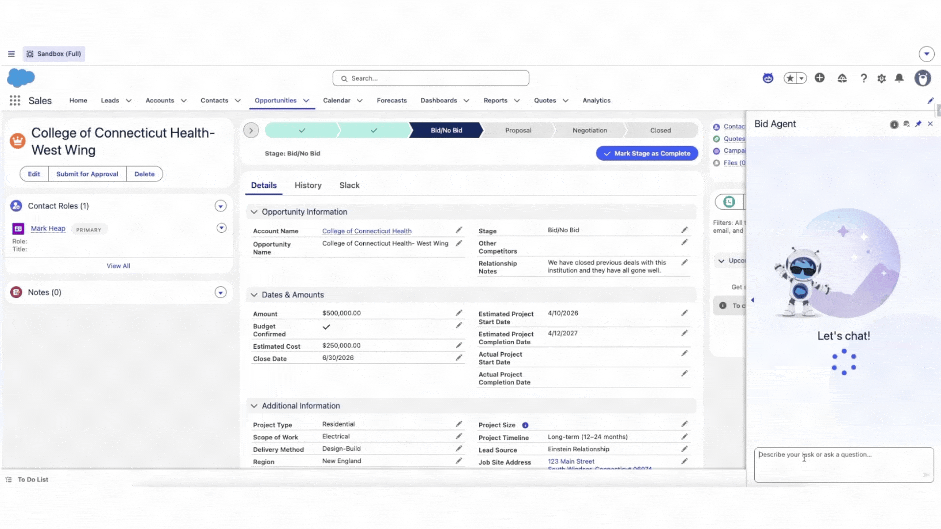 Salesforce Construction SmartStart demo