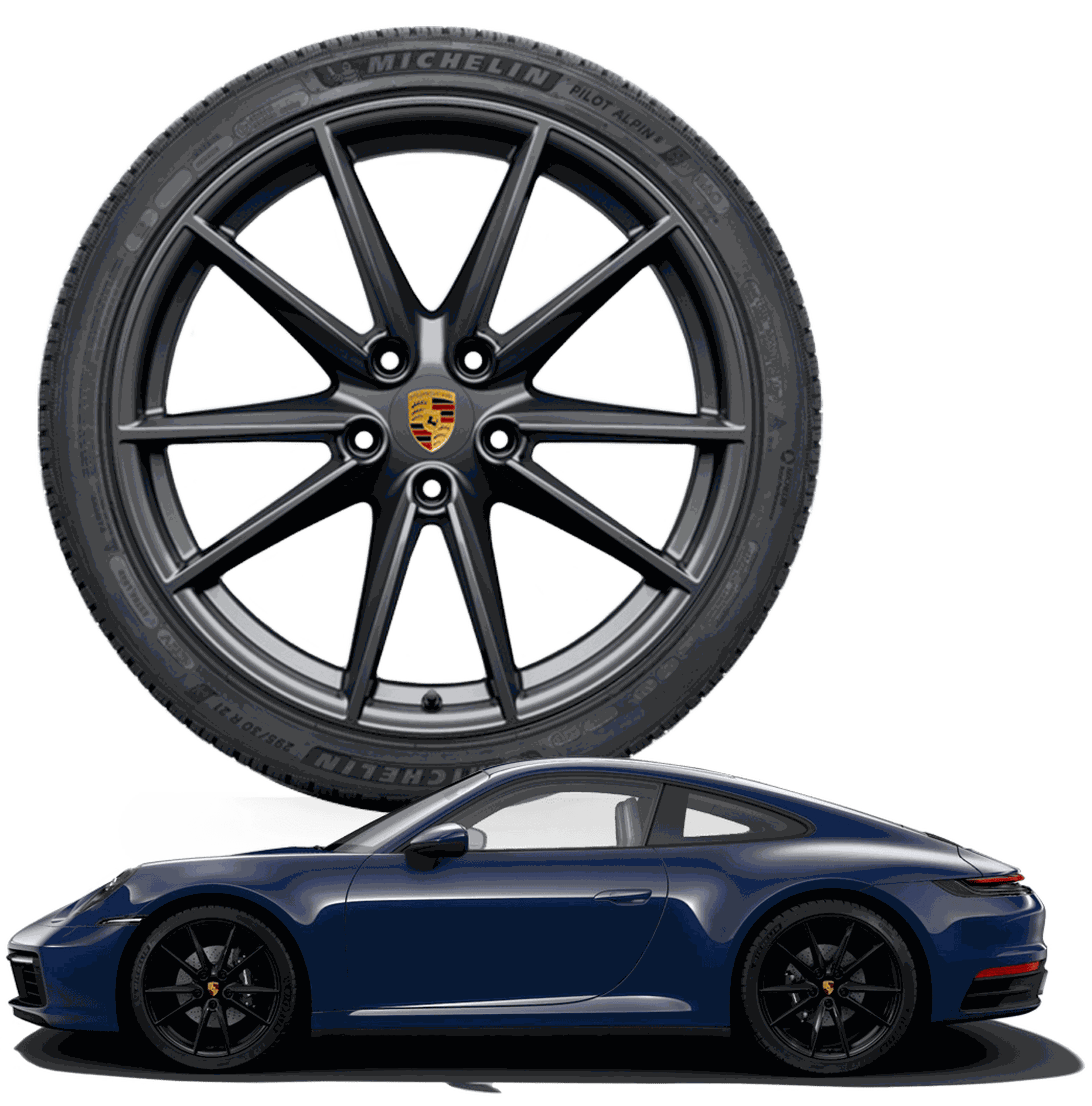 20/21-inch Carrera S, painted in black (satin-matt)