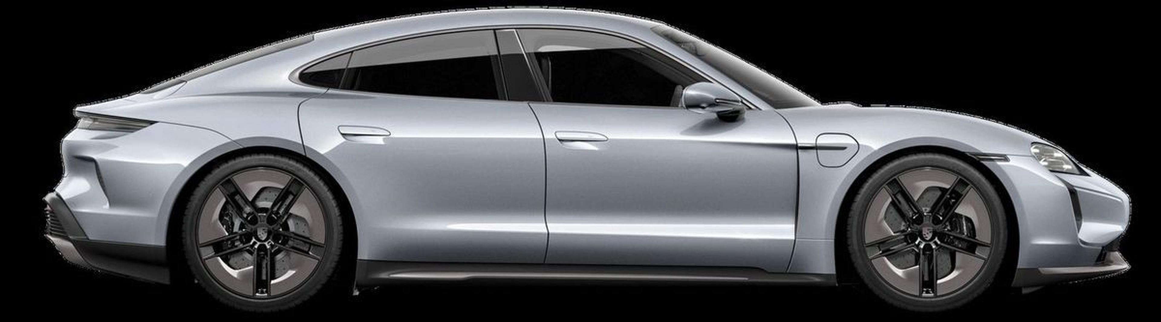 2026 Porsche Taycan Turbo S side profile studio shot