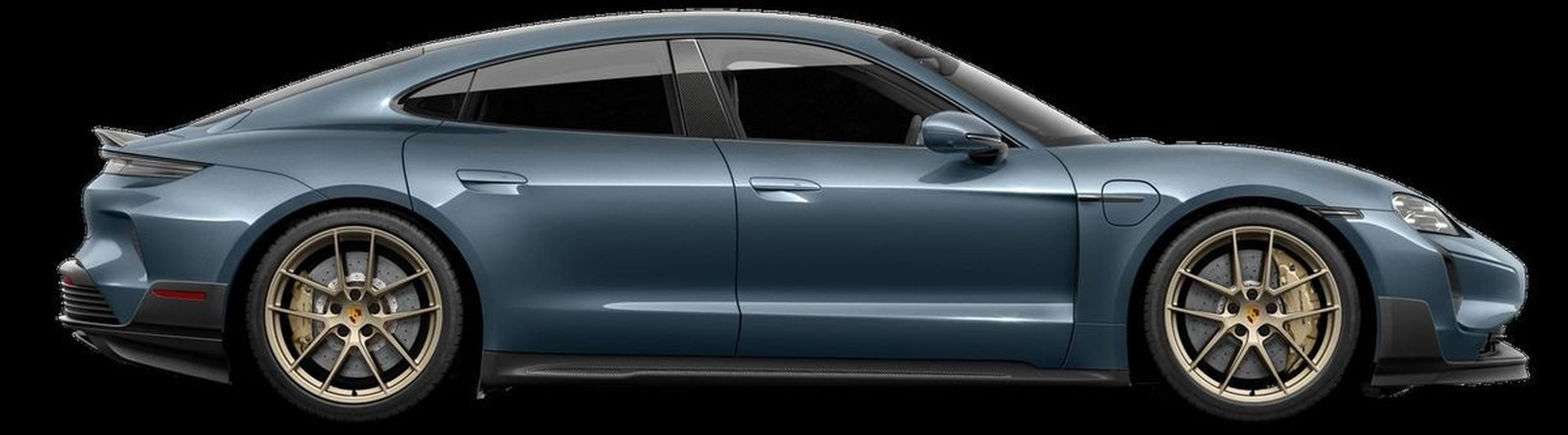 2026 Porsche Taycan Turbo GT side profile studio shot