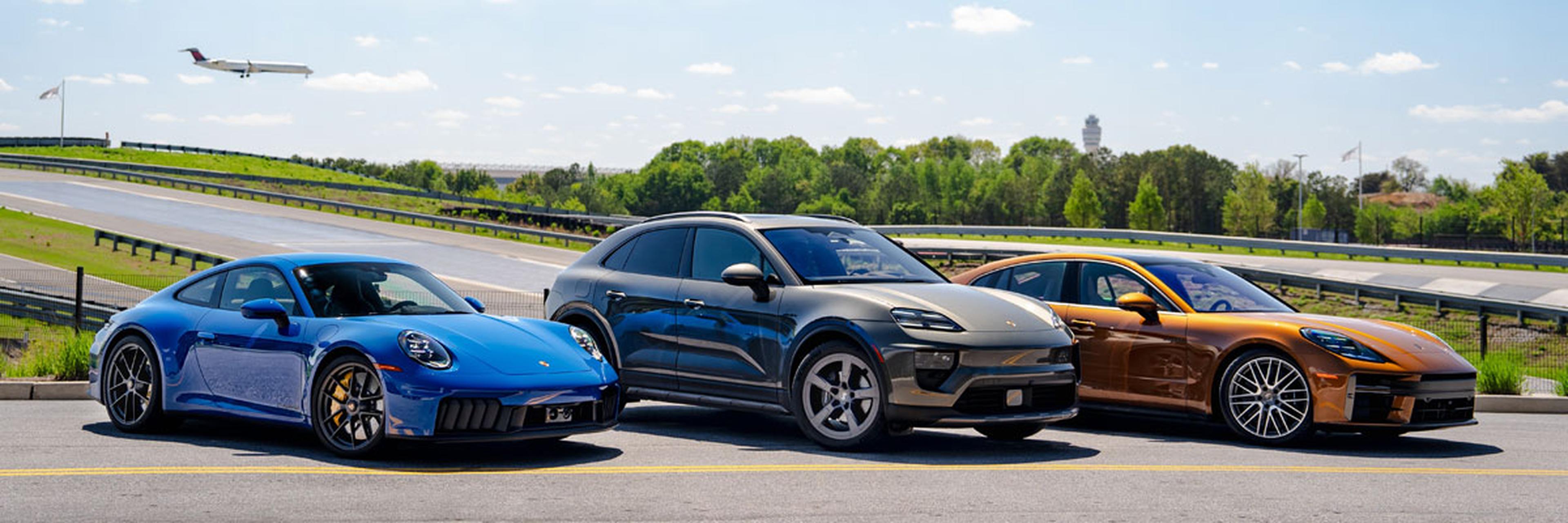 New Porsche Models Parked on Track