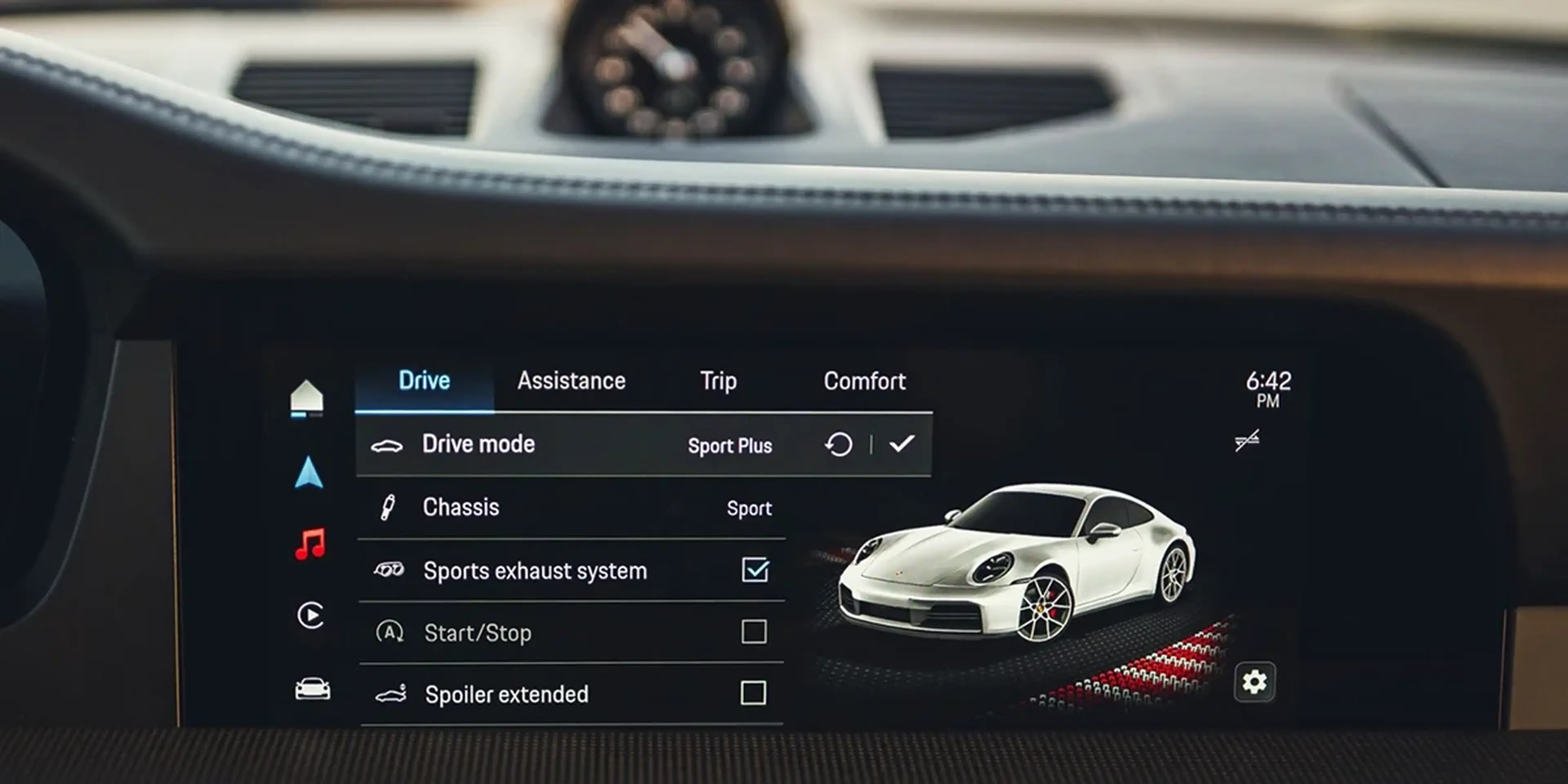 Porsche 911 Turbo S driving mode settings screen