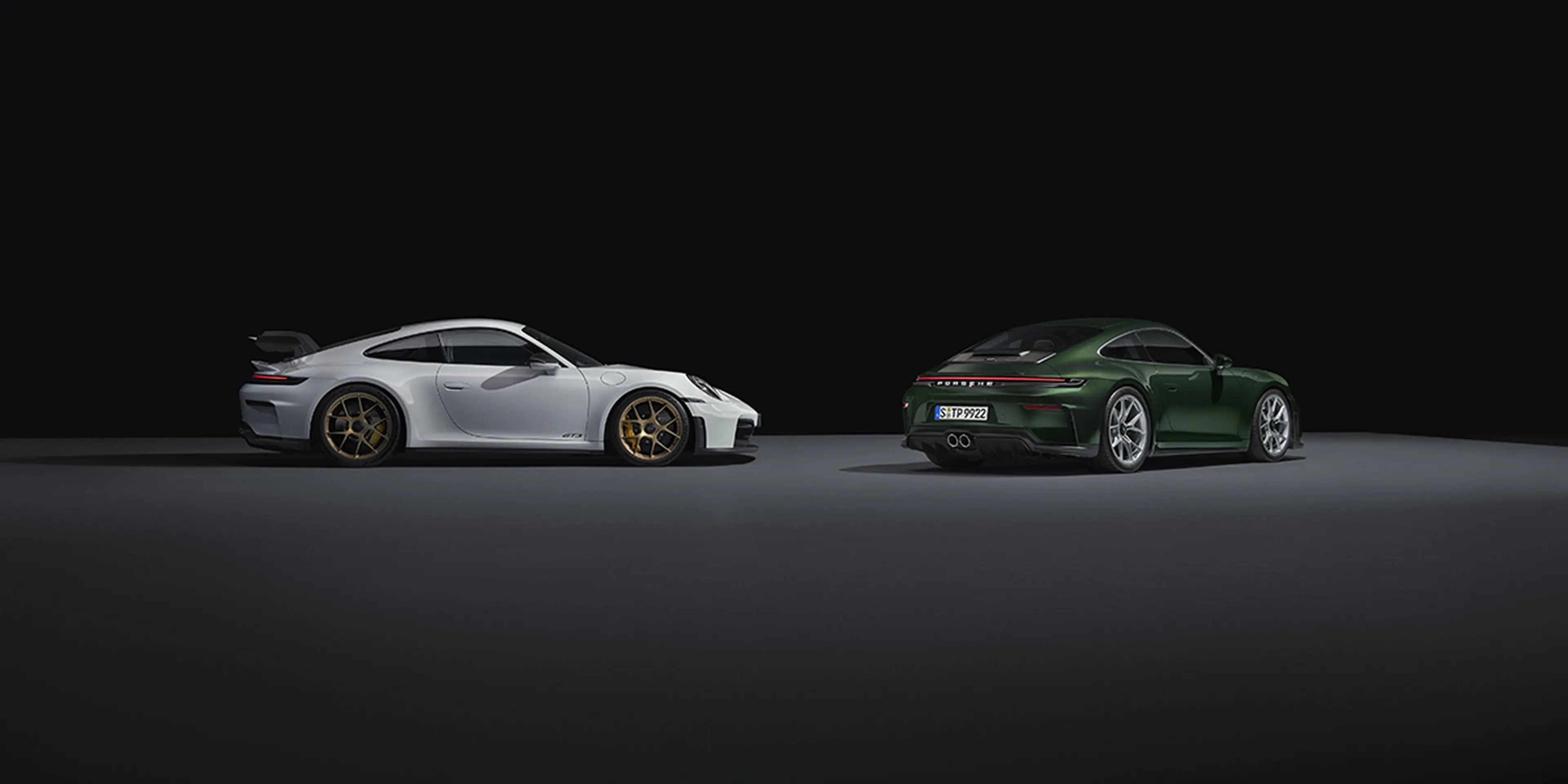 2025 Porsche 911 GT3 models side by side in a studio