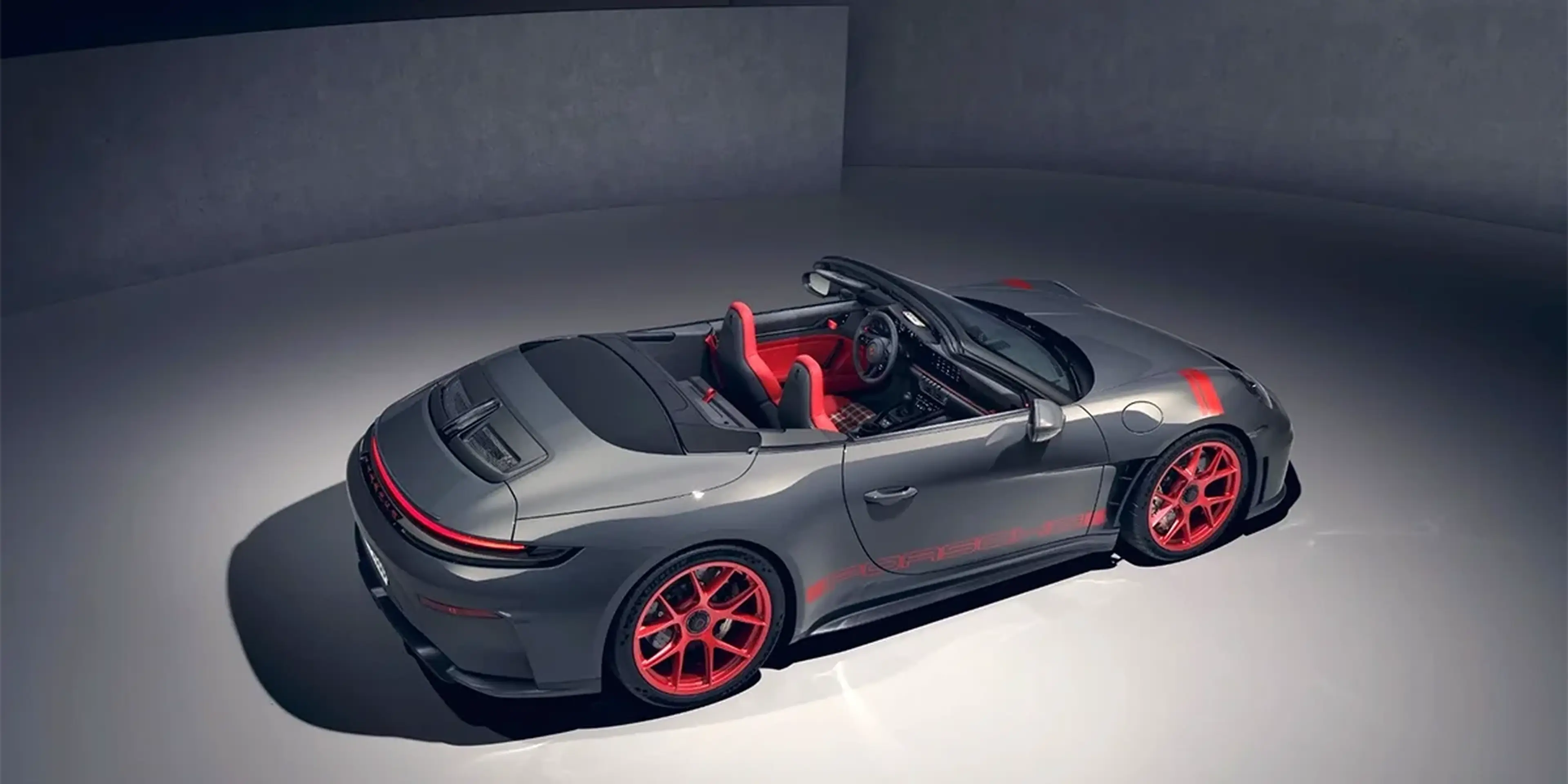 Gray 2027 Porsche 911 GT3 S/C Cabriolet with red accents