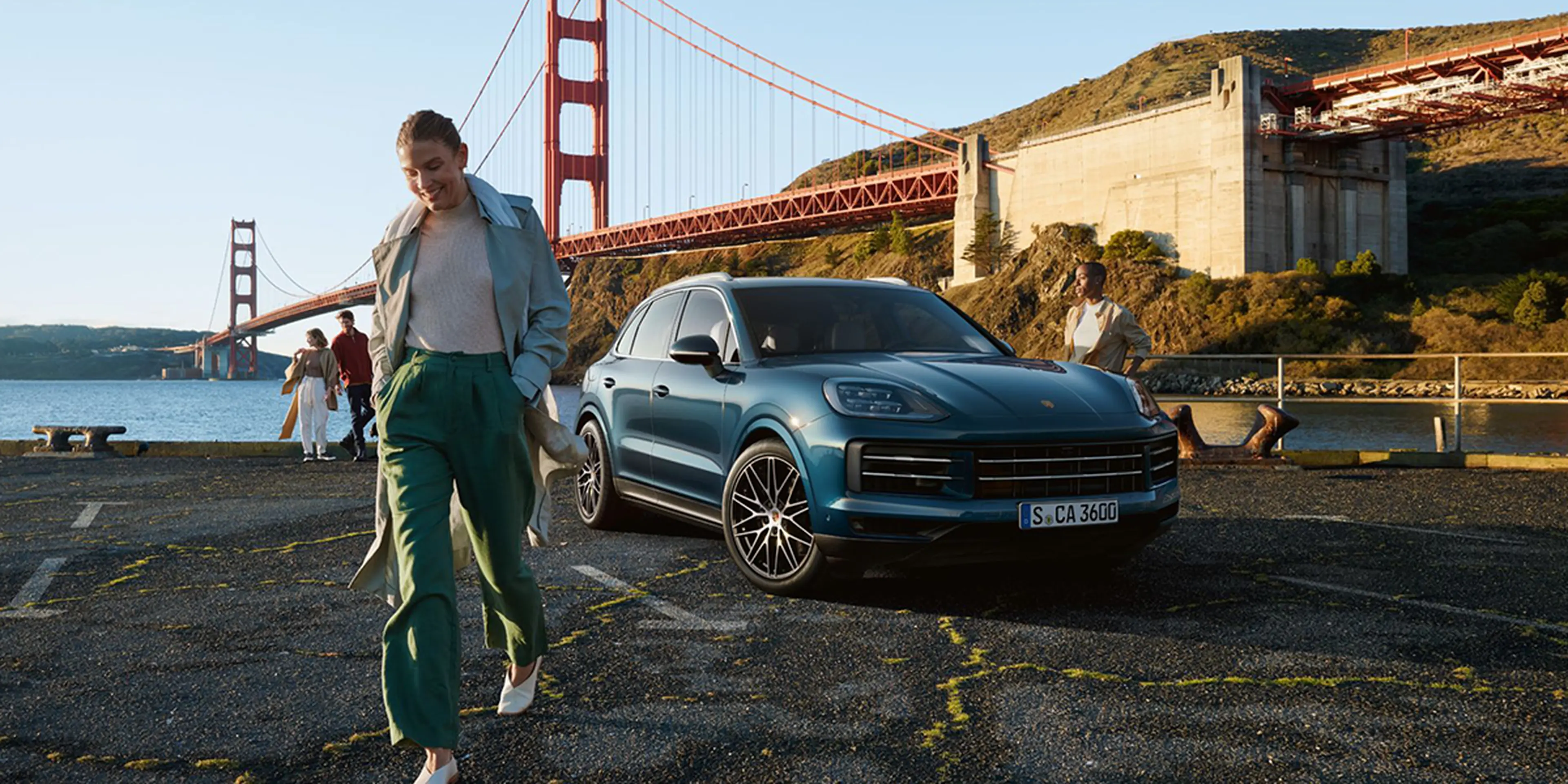 2025 Porsche Cayenne in front of the Golden Gate Bridge