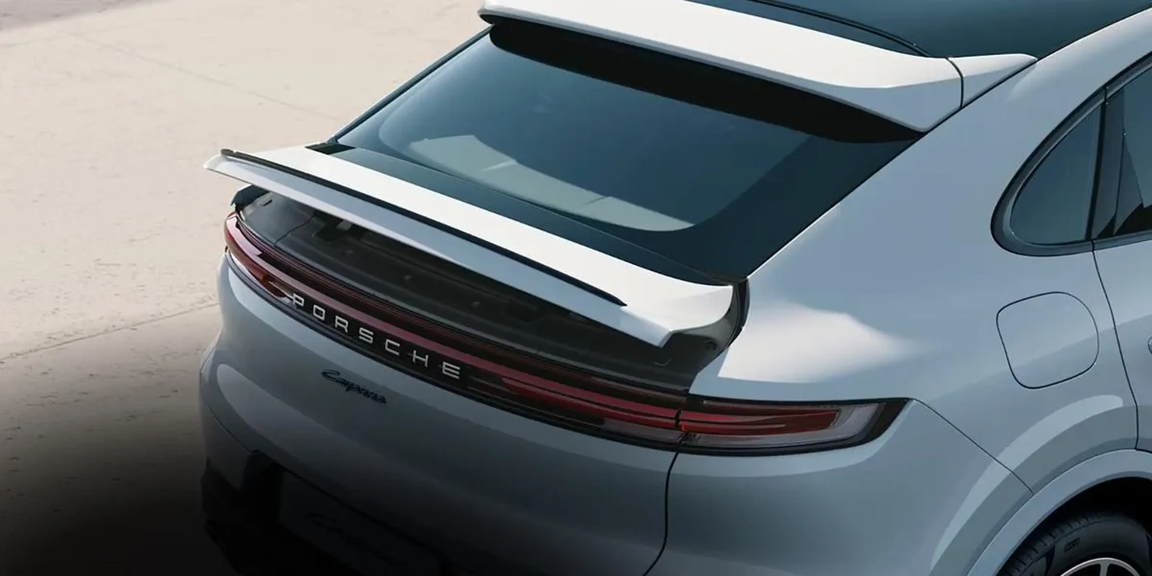 Close-up of 2026 Porsche Cayenne adaptive rear spoiler