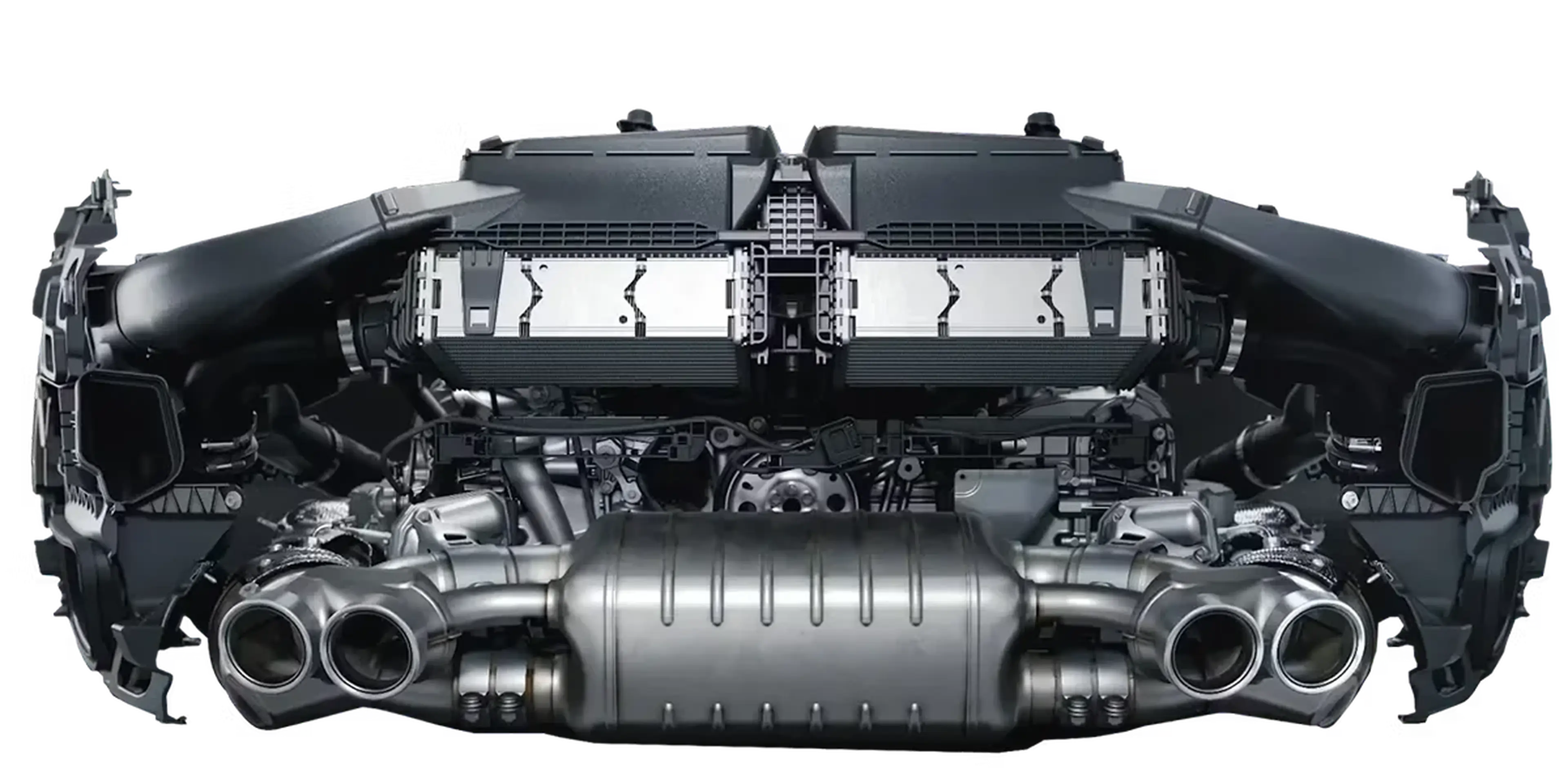Porsche 911 rear-engine performance architecture illustrating the engine positioned behind the rear axle.