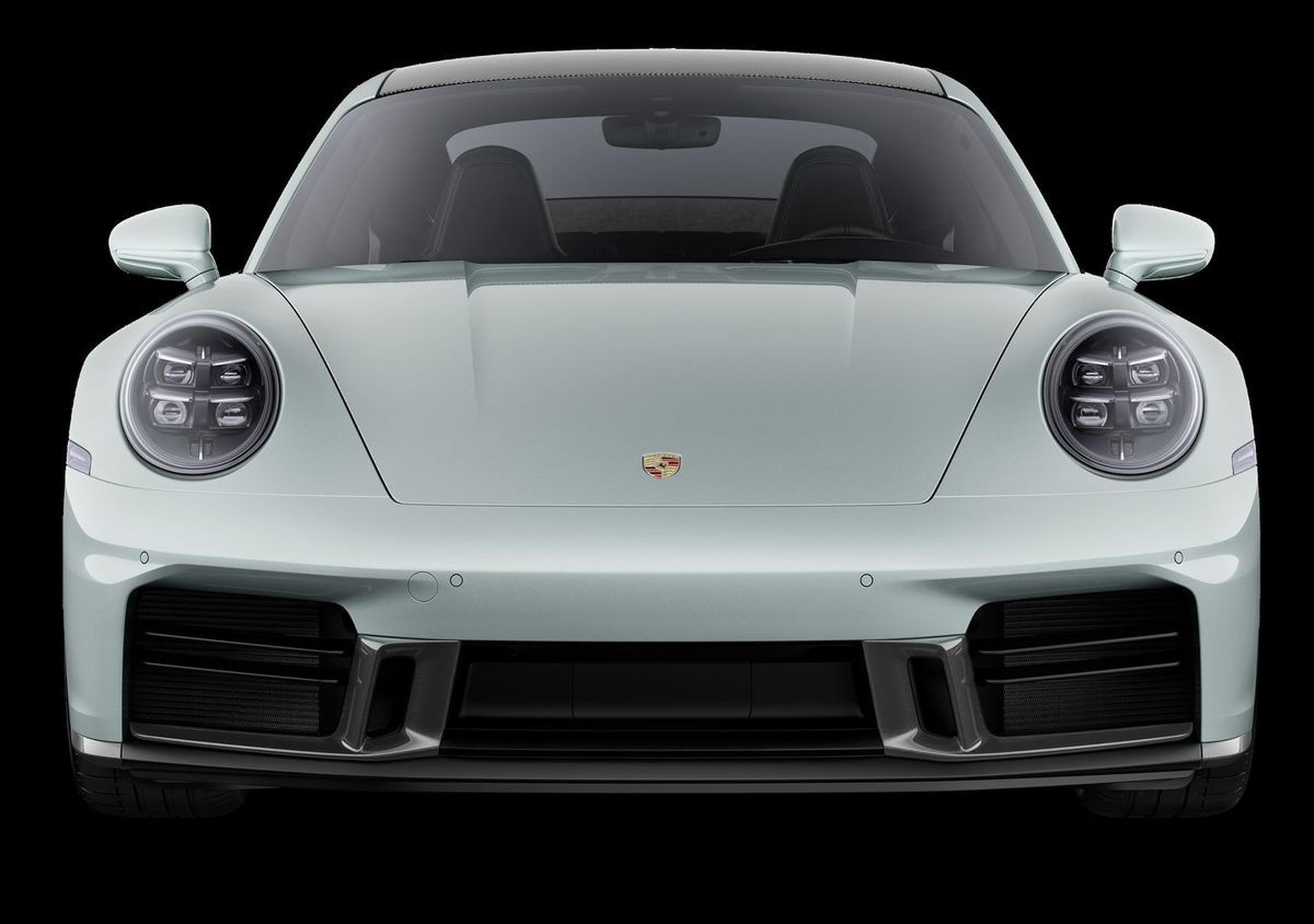2026 Porsche 911 Carrera 4S front view in Shade Green Metallic
