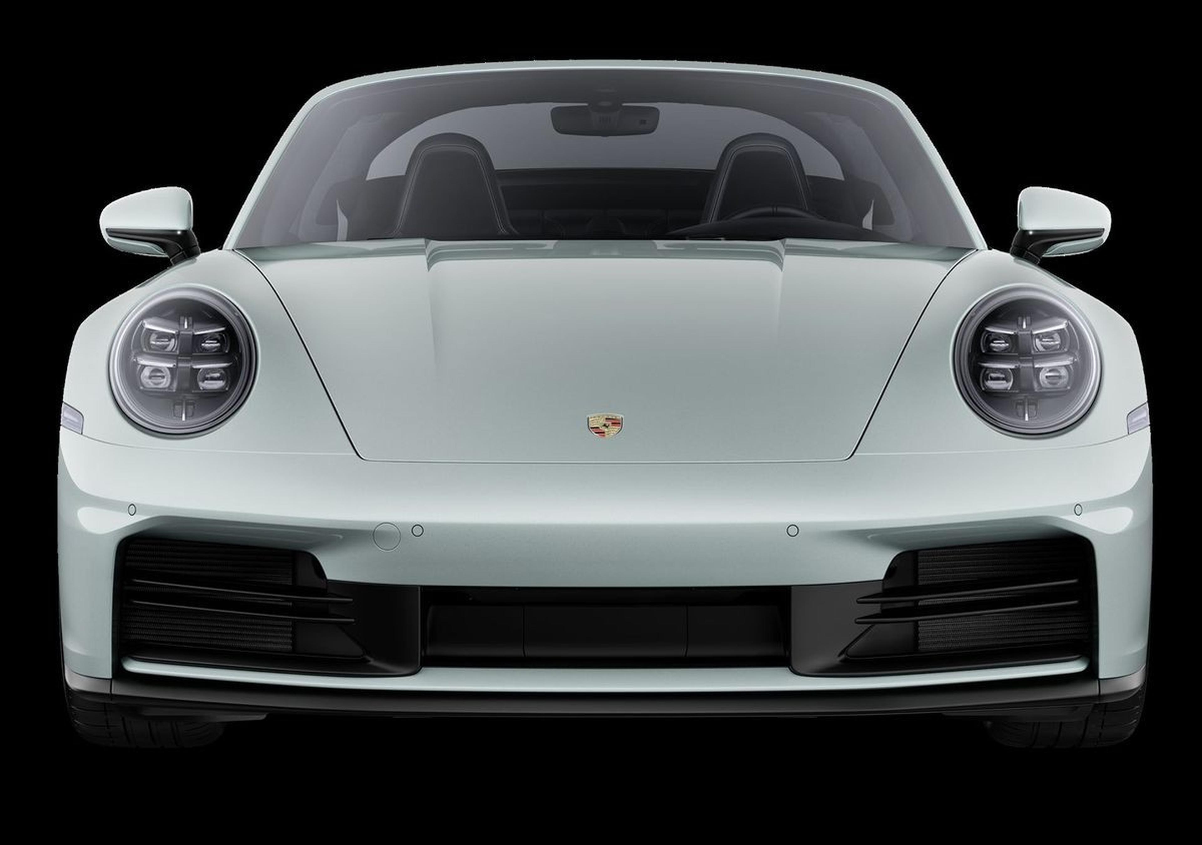 2026 Porsche 911 Targa 4S front view in Shade Green Metallic