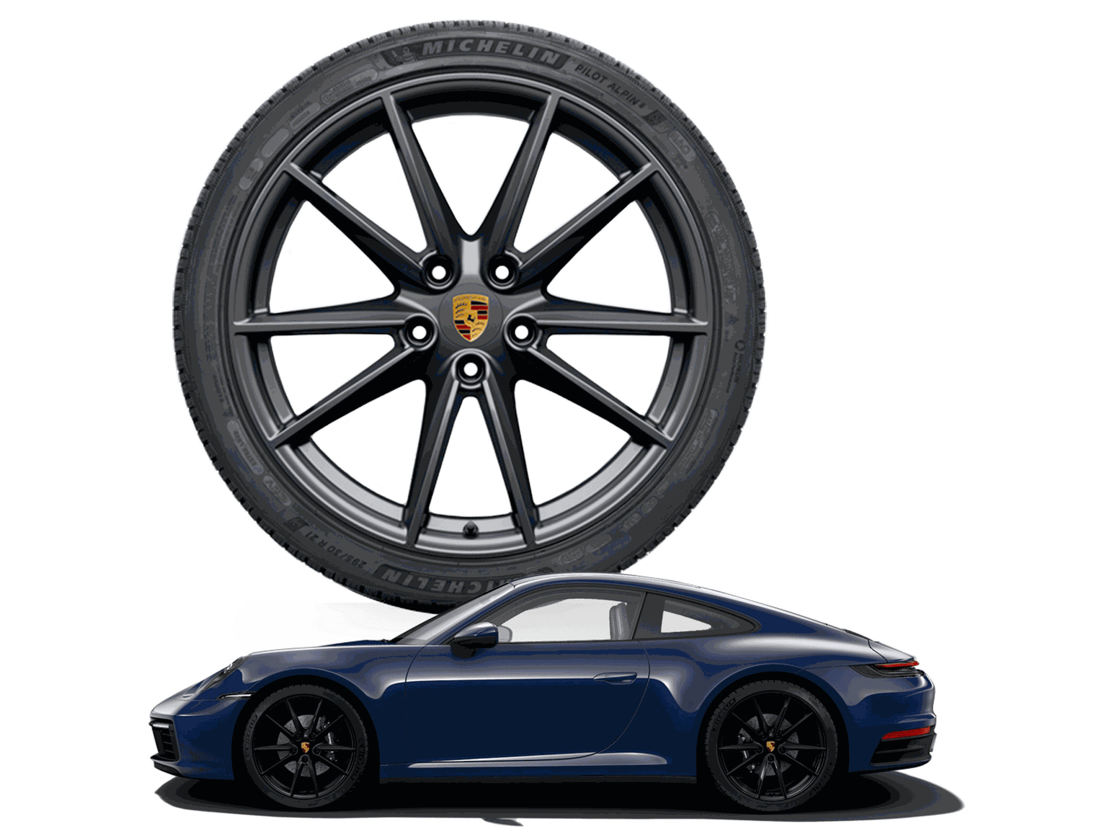 20/21-inch Carrera S, painted in black (satin-matt)