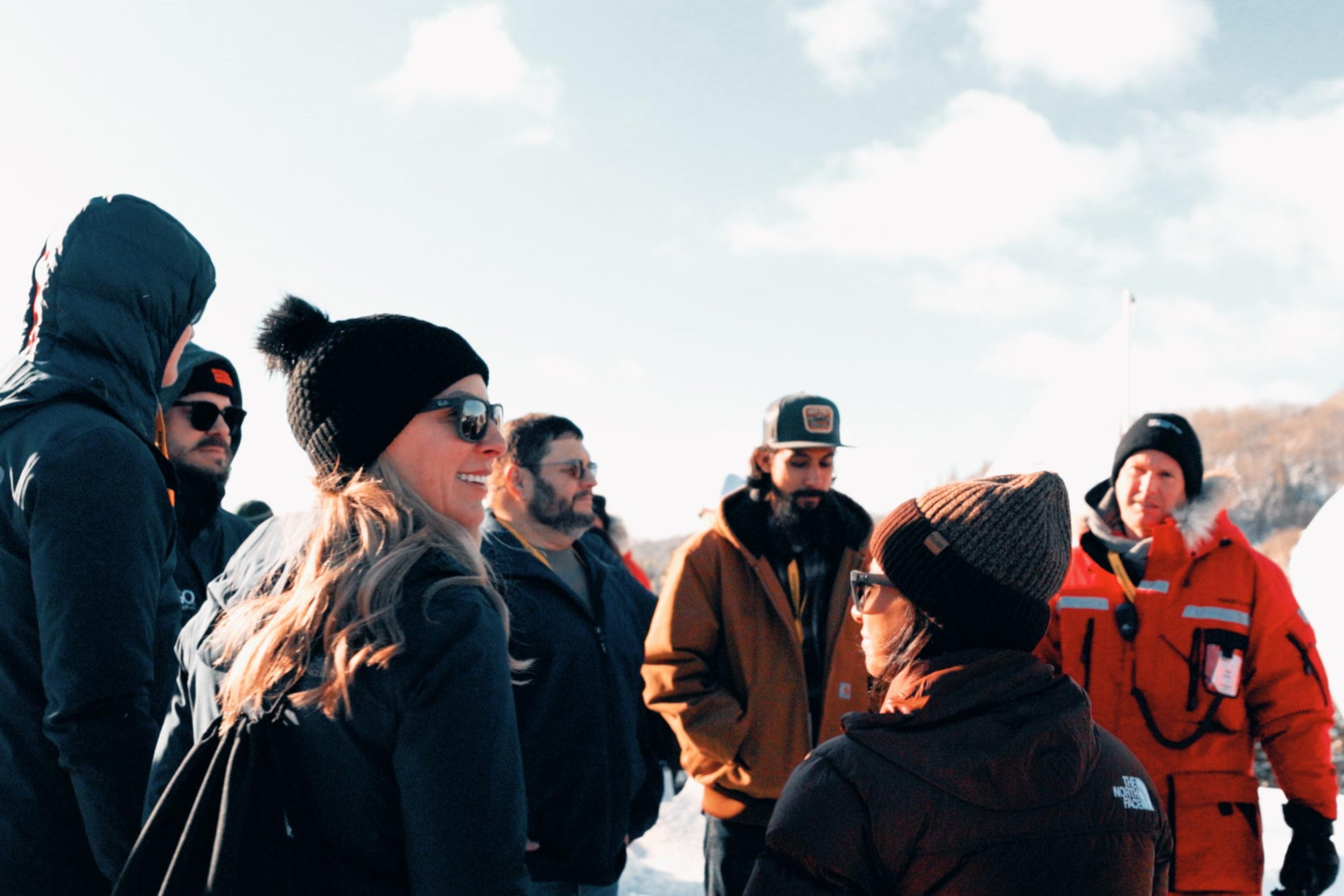 Porsche San Francisco guests in winter gear on the ice in Canada
